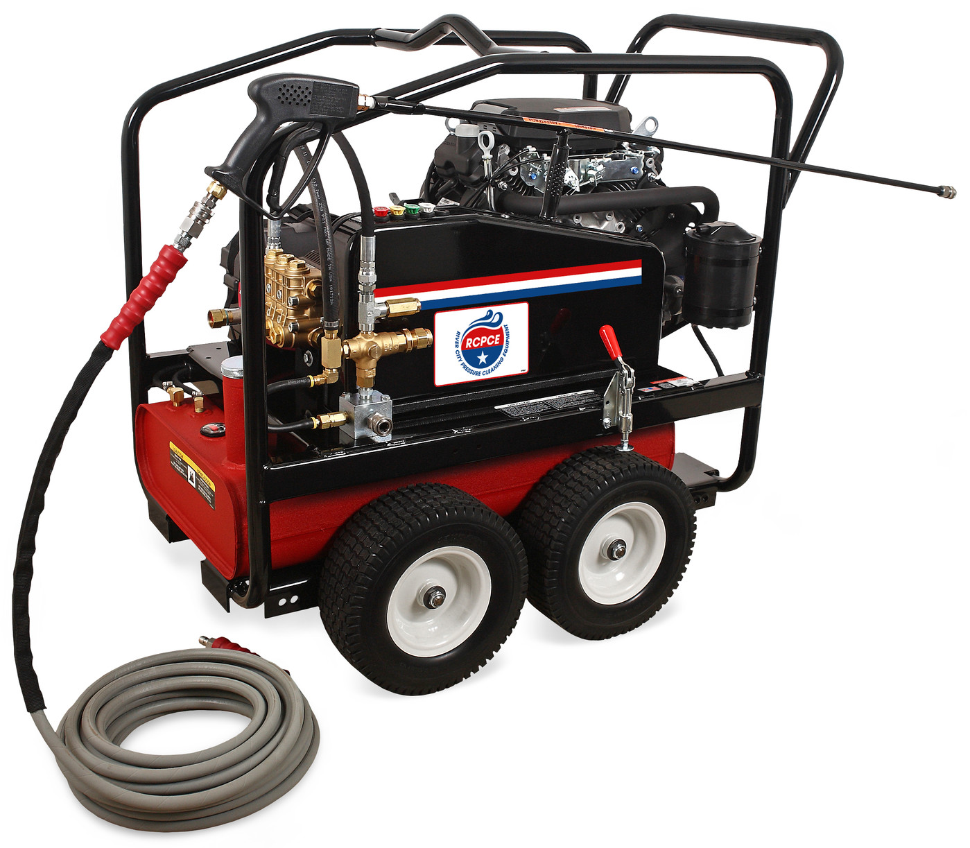 Heavy duty gasoline roll cage pressure washer with lifting hook