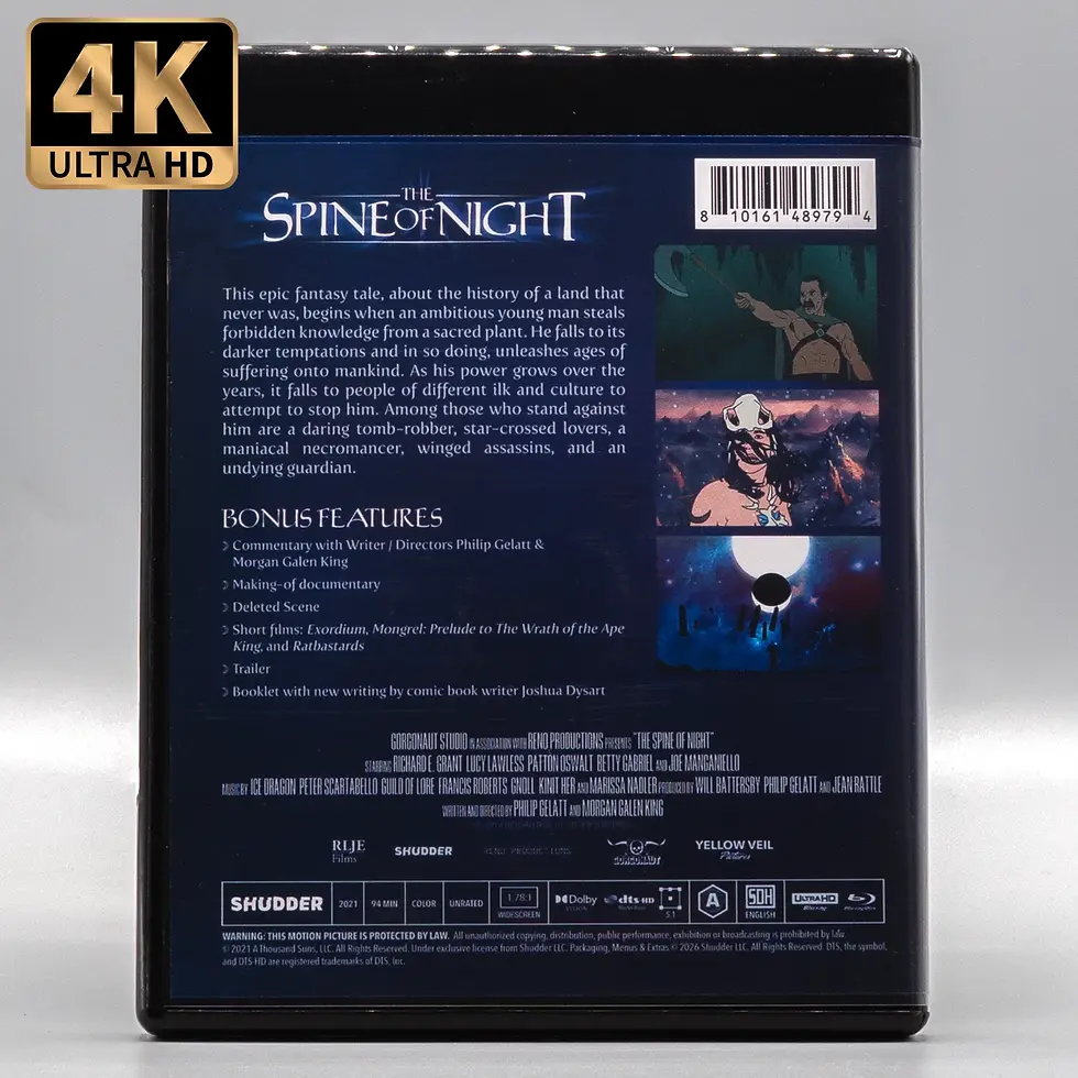 Thumbnail: Back case of The Spine of Night [4K Ultra HD + Blu-ray] | peakbooks.shop
