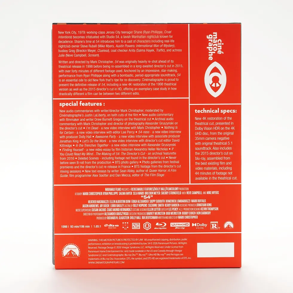 Thumbnail: Back cover of 54 [4K Ultra HD + Blu-ray] | peakbooks.shop