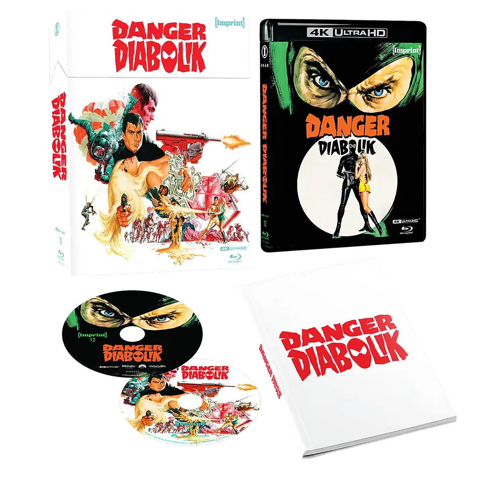 Box contents of Danger: Diabolik (1968) LE Hardbox [4K Ultra HD + Blu-ray] | peakbooks.shop