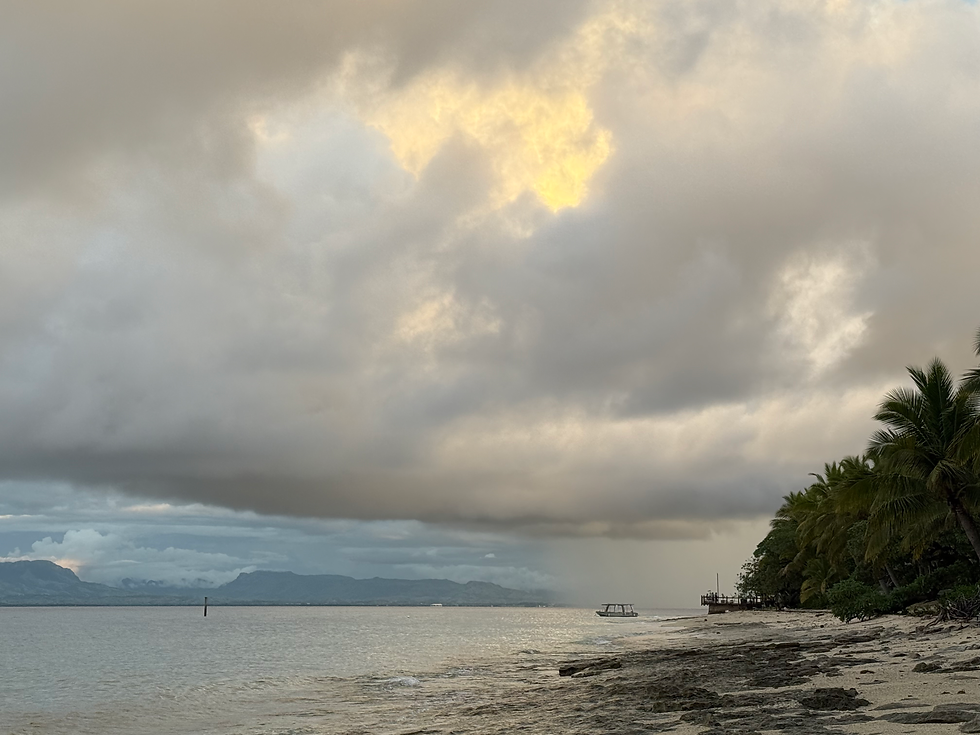 Cloud dumping rain over the boat 