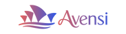 Avensi logo with abstract icon inspired by the Sydney Opera House and brand name