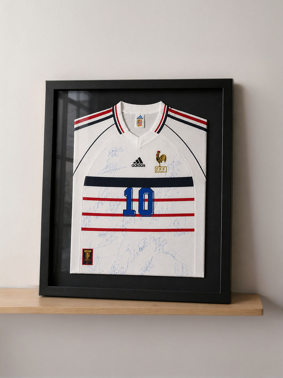 Quadro de camisa da França, branca, com número 10
