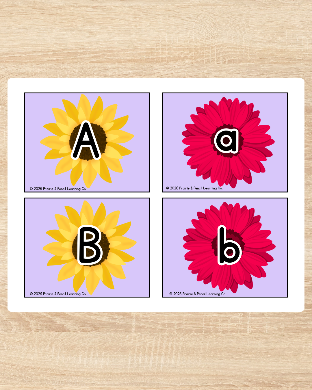 Flower Alphabet Uppercase and Lowercase Matching Flashcards
