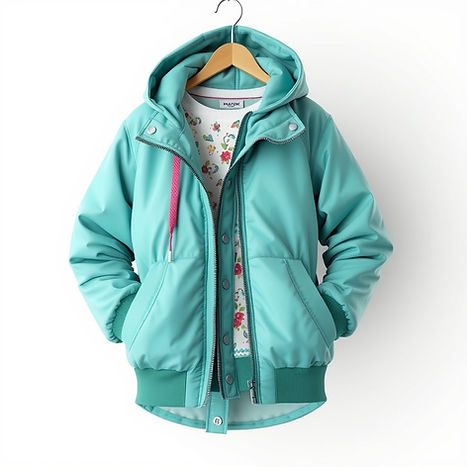 Teal hooded girls' jacket