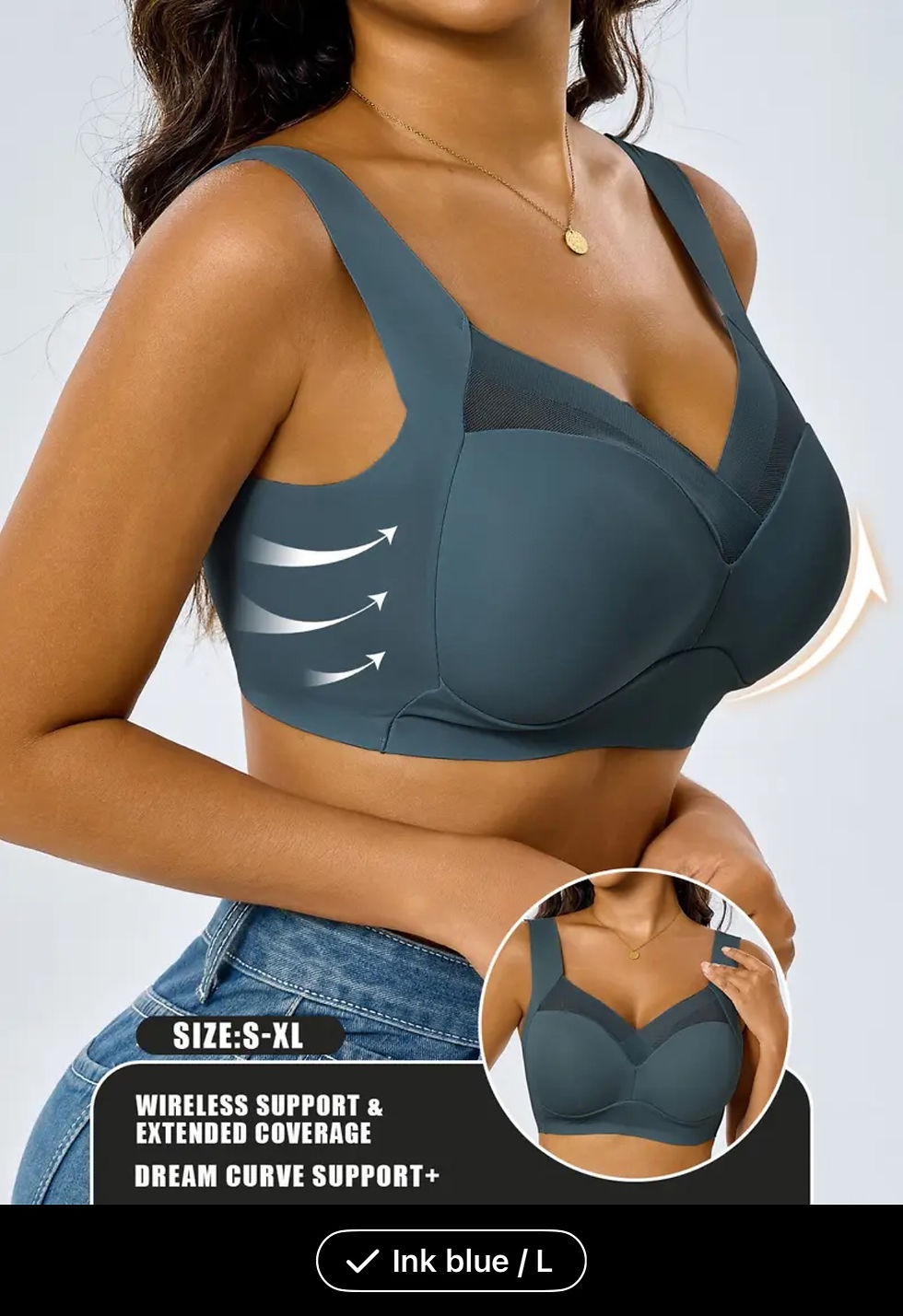 Thumbnail: 1pc Women's Wire-Free Sports Bra with Tank Top Design, Featuring Wide Shoulder