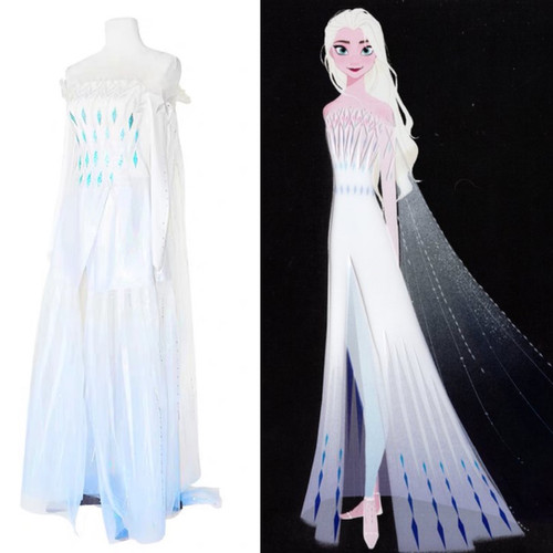 elsa frozen 2 white dress Dreamy collection and pant set el023 cosplay events Elsa Costume, Official Disney Frozen