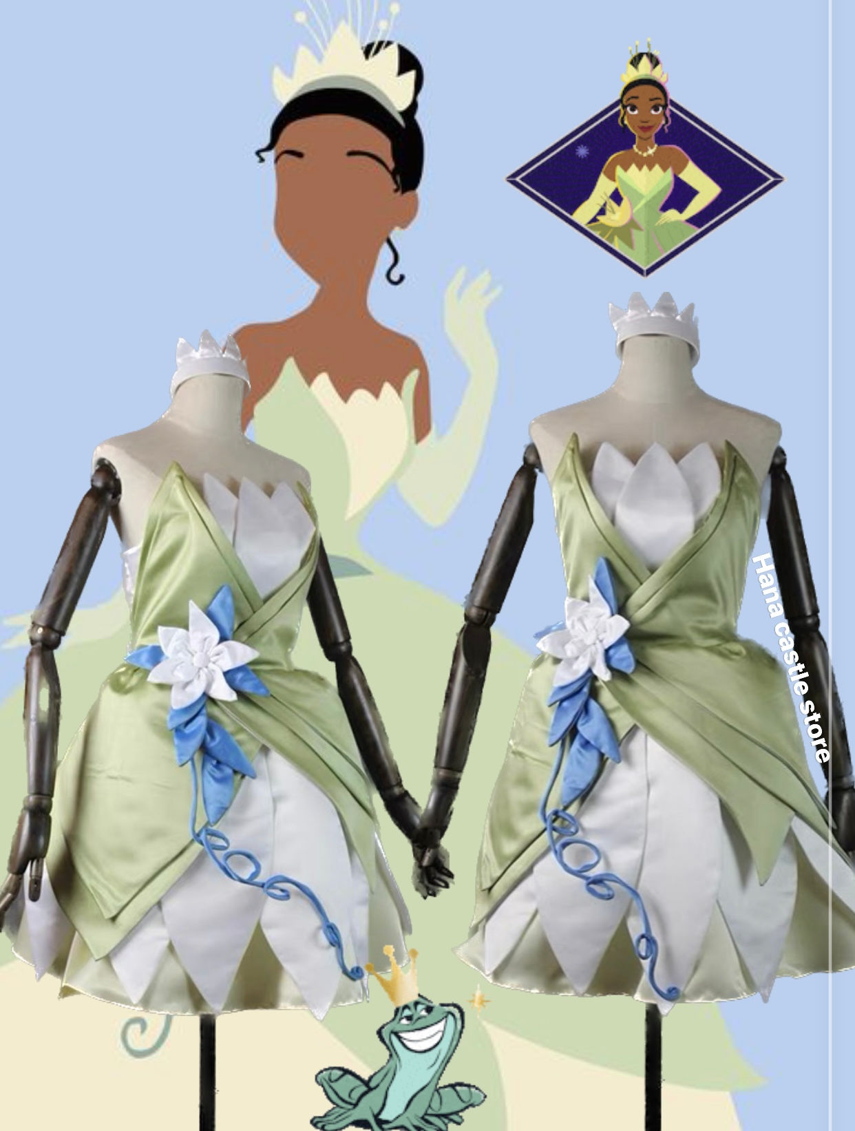 Dreamy collection the princess and the frog Tiana costume cosplay green dress