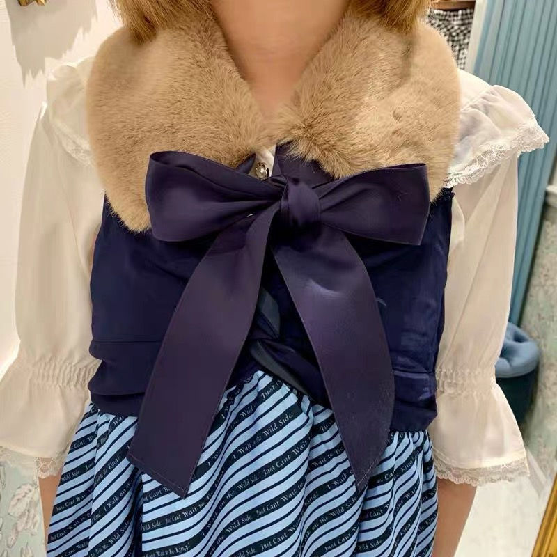 Thumbnail: Lion King Hakuna matata blue dress include fur collar 