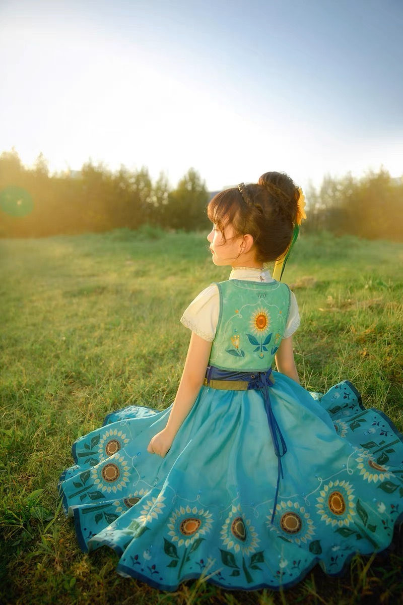 縮圖：Dreamland collection Frozen surprise sunflower Anna baby girl dress 