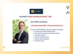 Notre associé Xavier Près désigné au PALMARES THE BEST LAWYERS IN FRANCE 2026