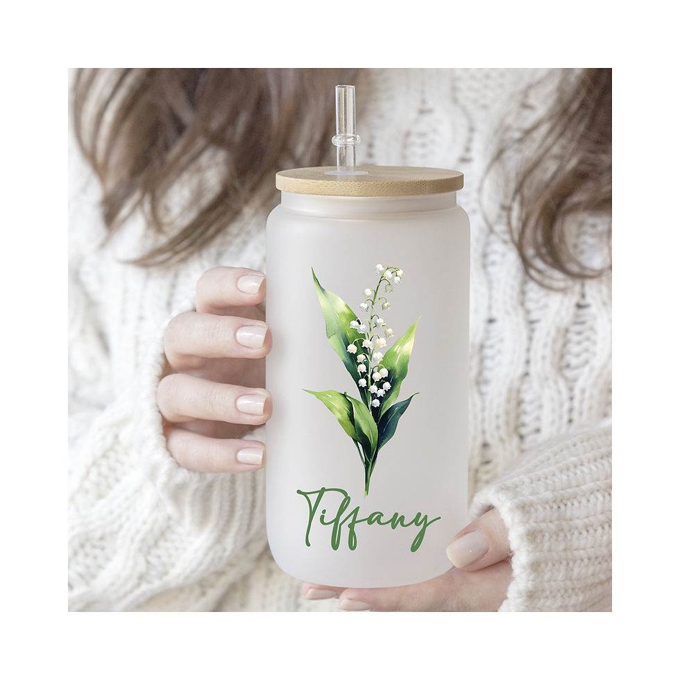 18 oz. May Birth Month Glass Tumbler- Mental Health Tumbler, Daily Affirmations