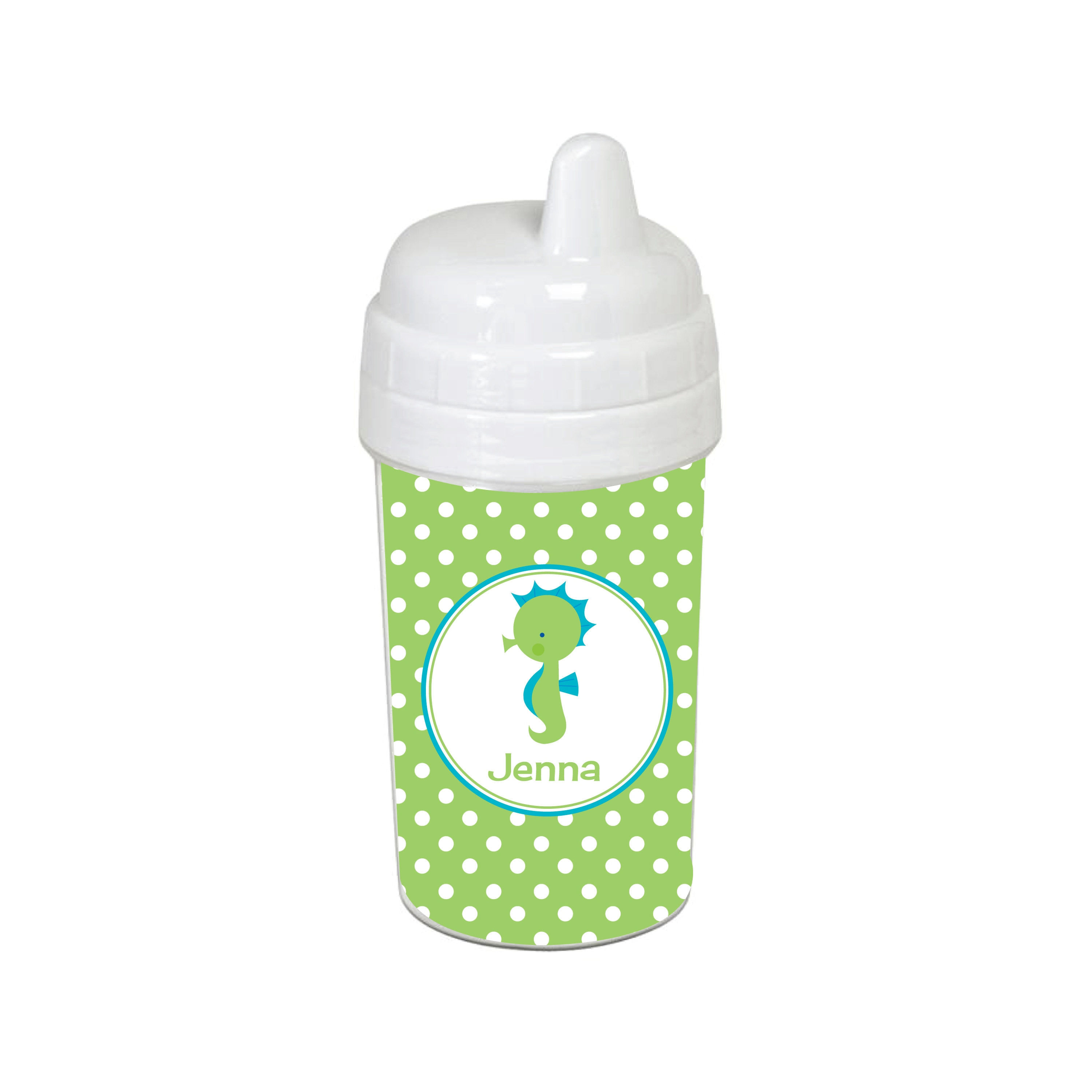 Green Dotted Seahorse Personalized 10 oz. Sippy CupPersonalized Gifts