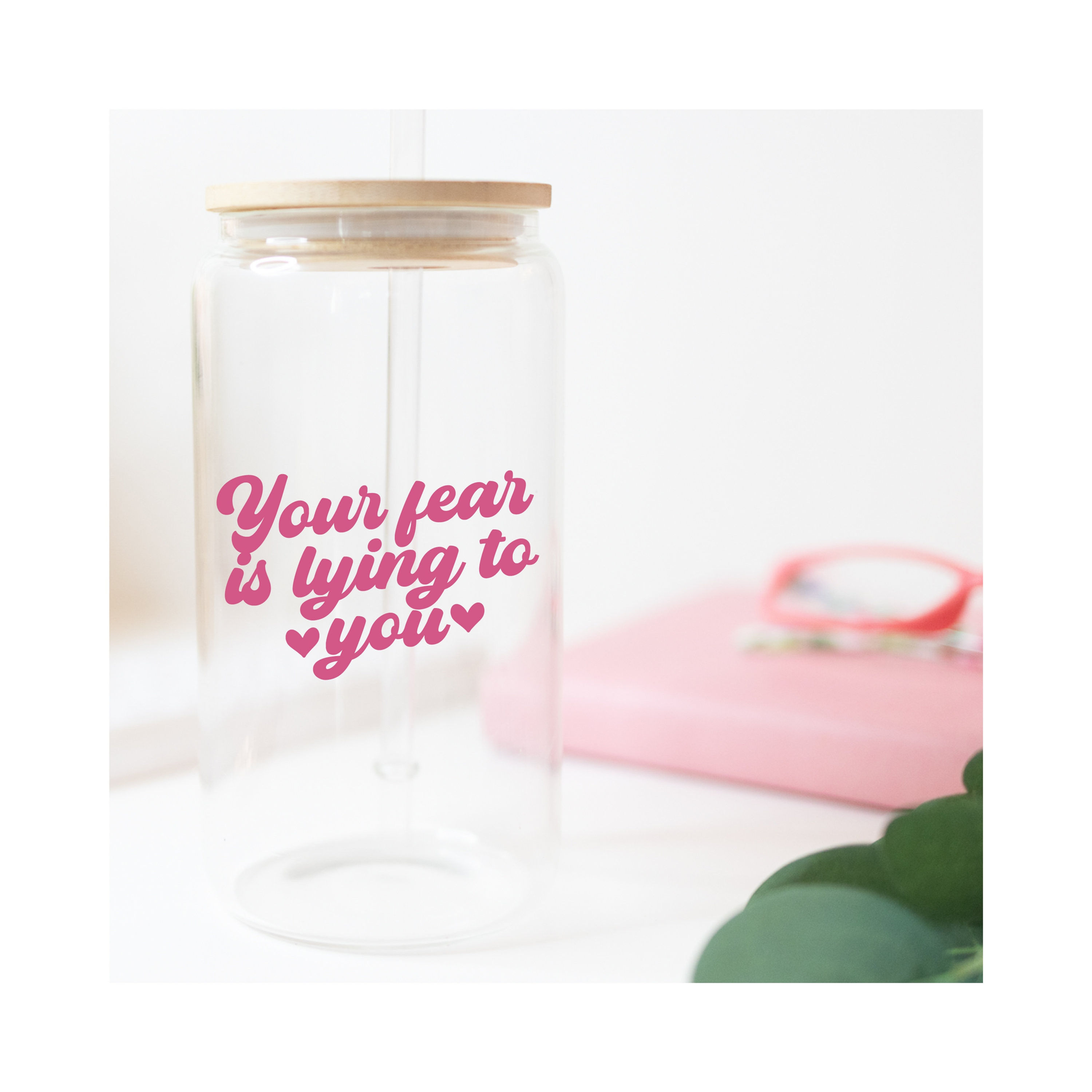18 oz. Daily Reminders Glass Tumbler- Mental Health Tumbler, Daily Affirmations