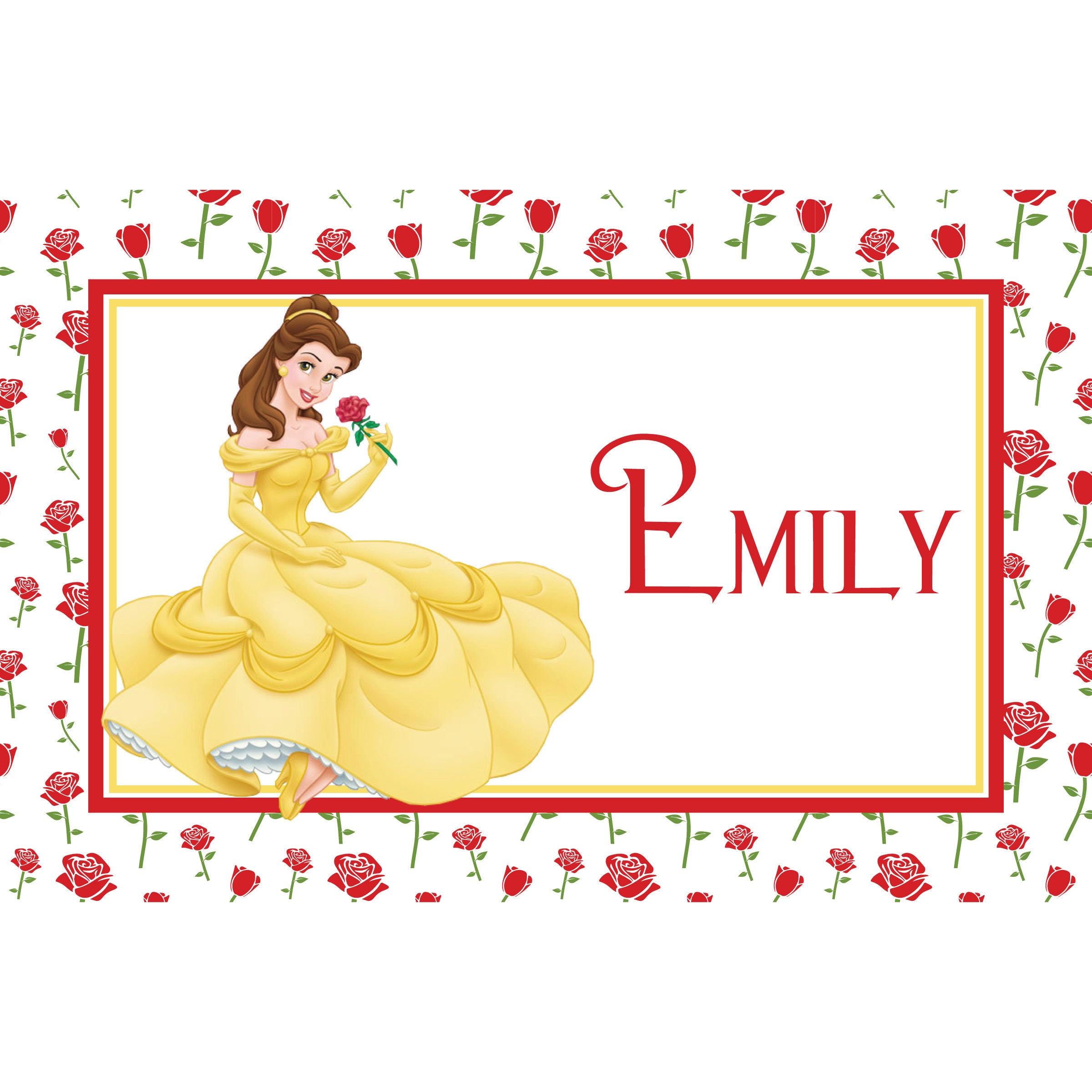 Rose Belle Princess Personalized Placemats for Kids, Personalized Gifts, Persona
