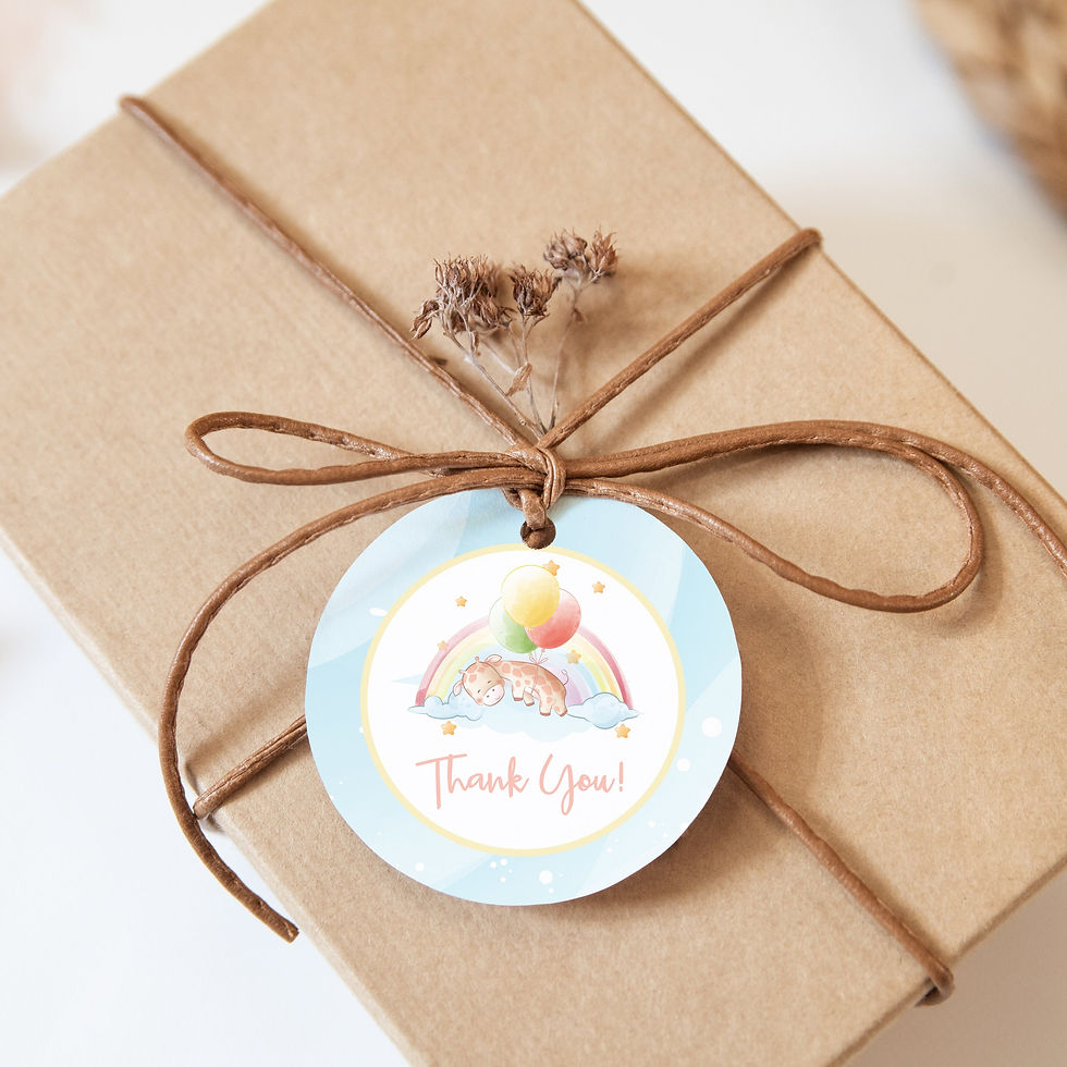 Thumbnail: EDITABLE BLUE Giraffe Thank You Tag - Giraffe Favor Tags, Birthday Party Tags, G