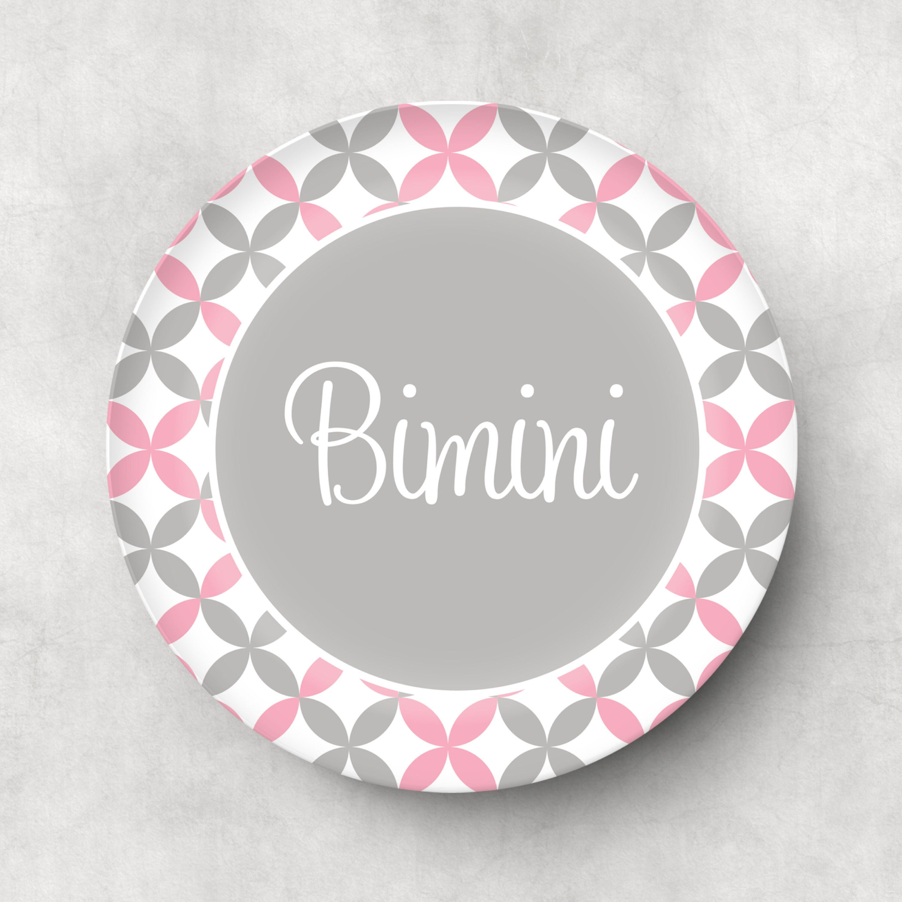 Pink and Grey Stars Personalized Plate - Personalized Plates For Kids, Personali