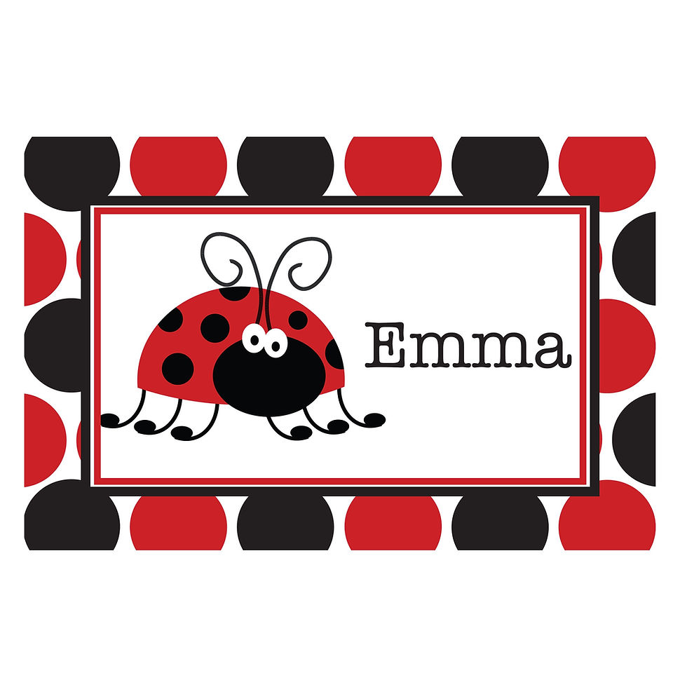 Dotted Ladybug Placemat, Personalized Gifts, Personalized Placemat, Laminated Pl