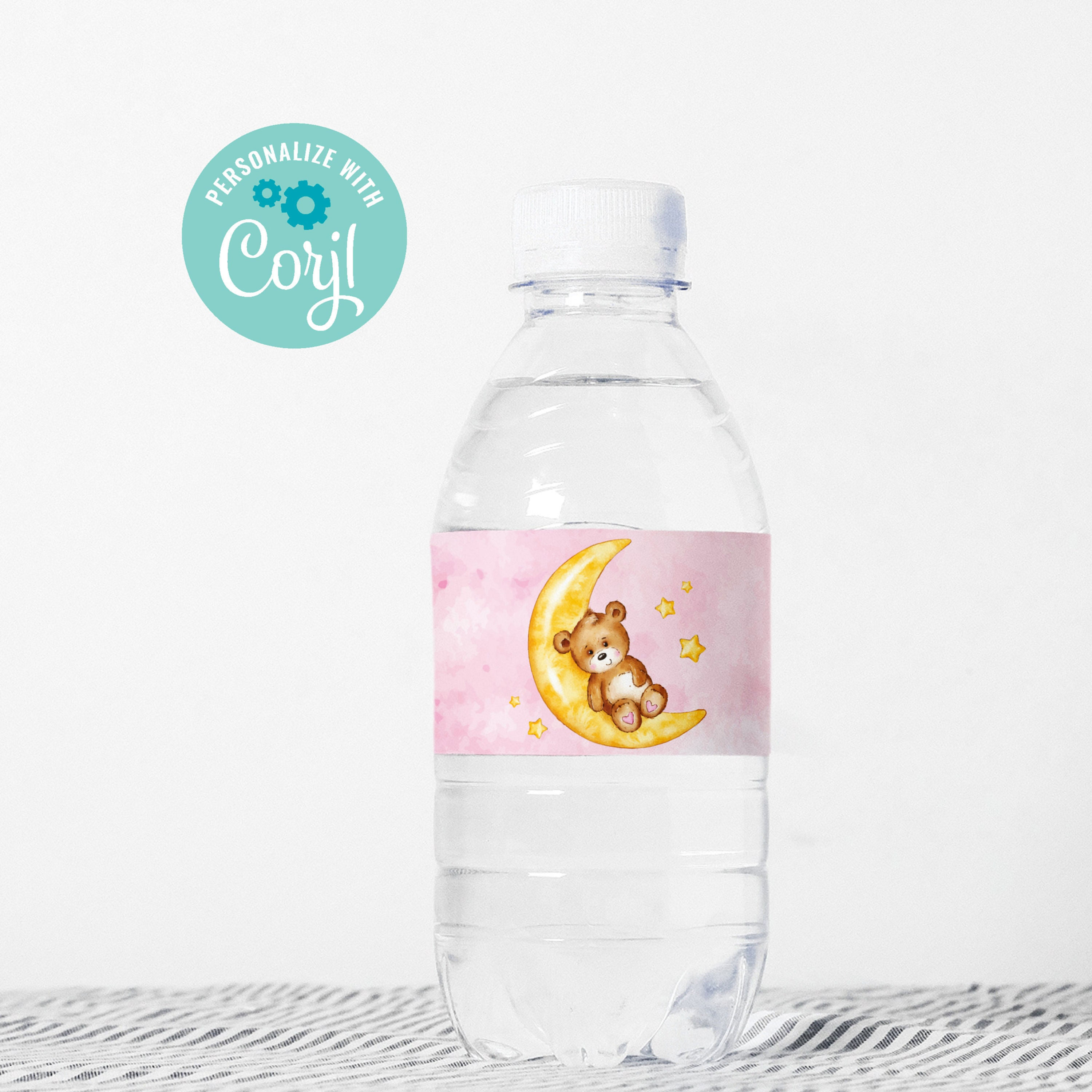 EDITABLE Pink Water Bottle Labels - Teddy Bear Birthday, Teddy Bear Party Bottle