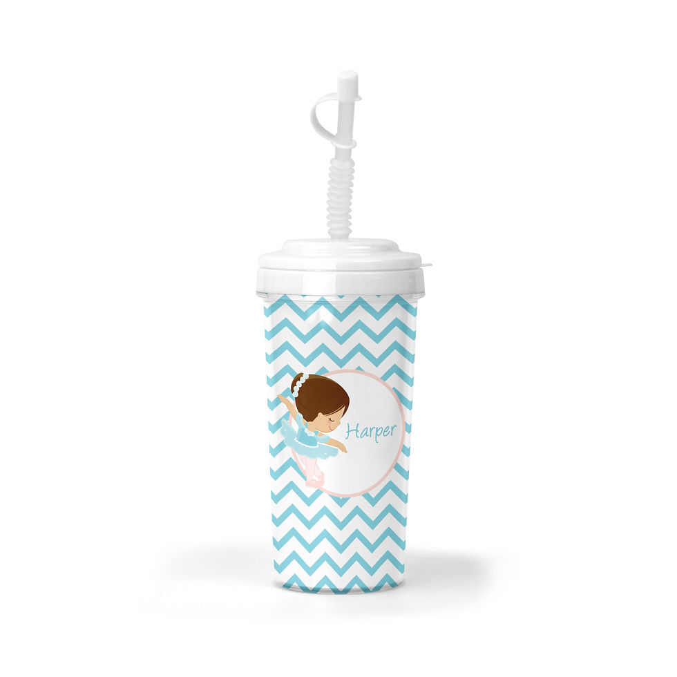 20 oz. Brunette Ballerina Bendy Straw Cup- Tumbler for Kids, Gifts for Kids, Kid