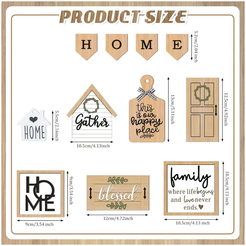 Thumbnail: 11 Piece Family Tiered Tray - Home Sweet Home Tiered Tray - Farmhouse Tiered Tra