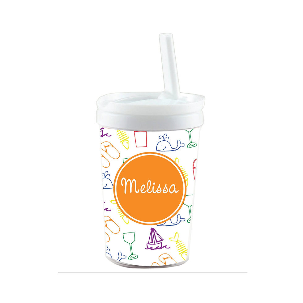 Sketched Beach Items 10 oz. Tumbler Cup- Tumbler for Kids, Gifts for Toddlers, K