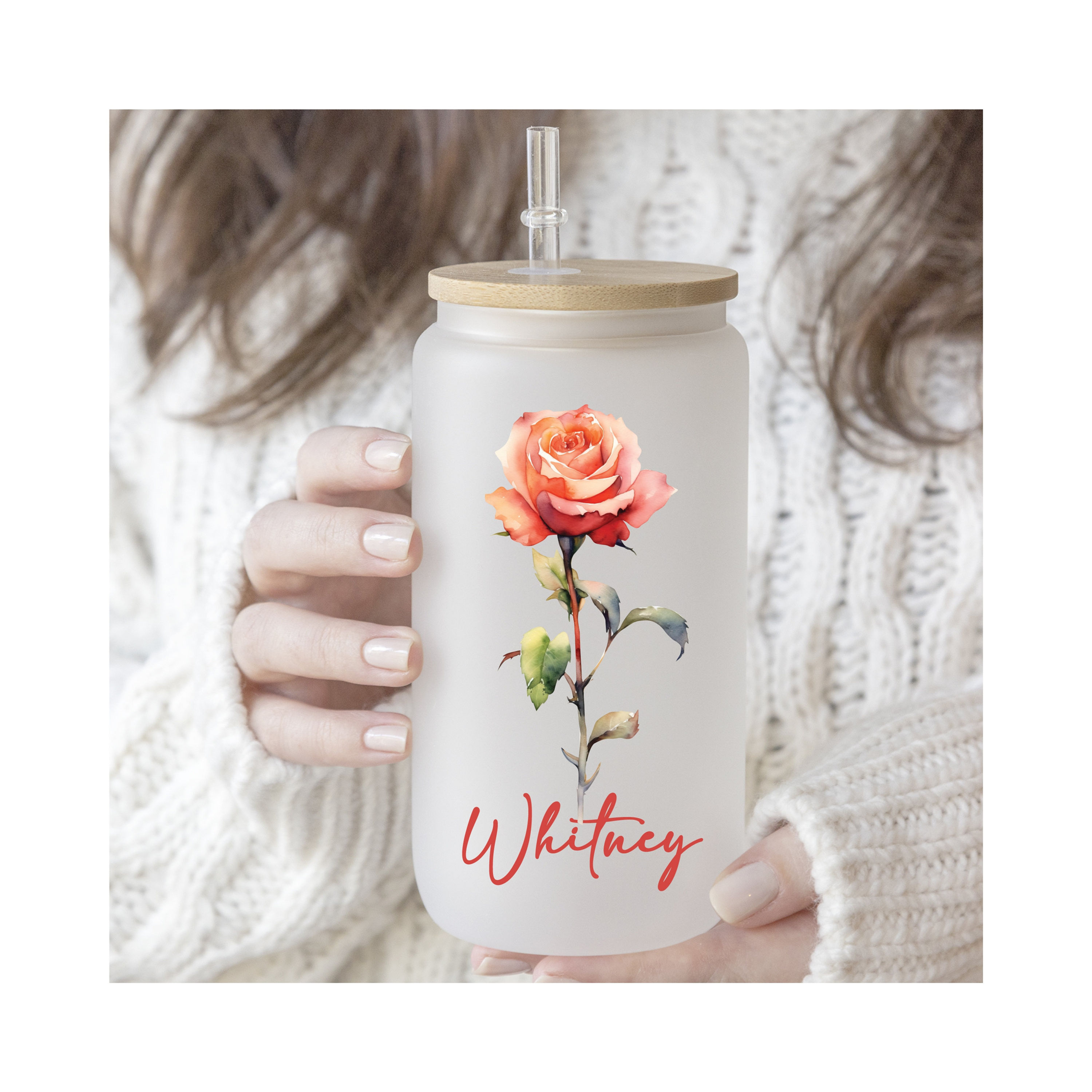 18 oz. June Birth Month Glass Tumbler- Mental Health Tumbler, Daily Affirmations