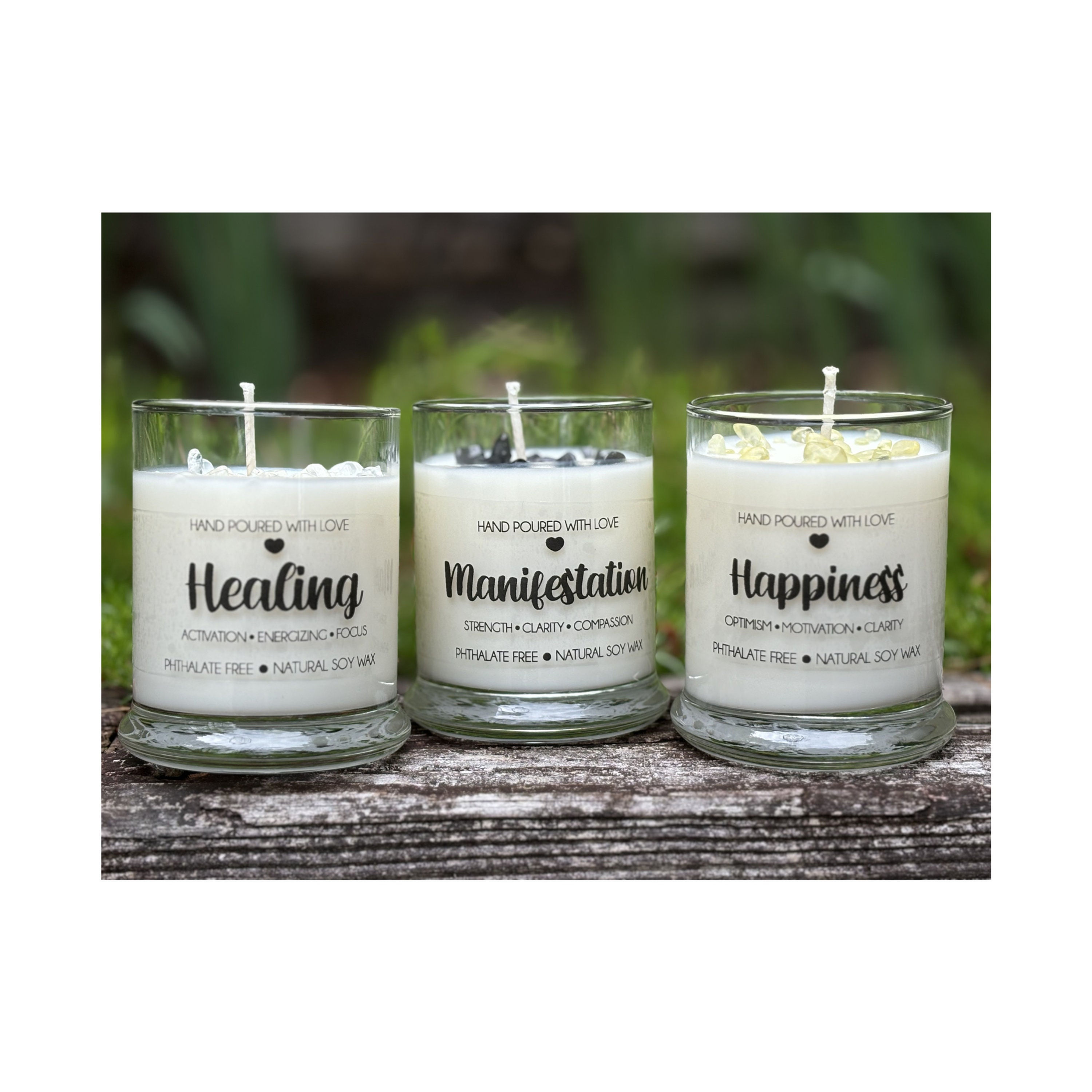 Crystal Intention Candles, Scented Intention Candle, Intention Candle, Soy Energ