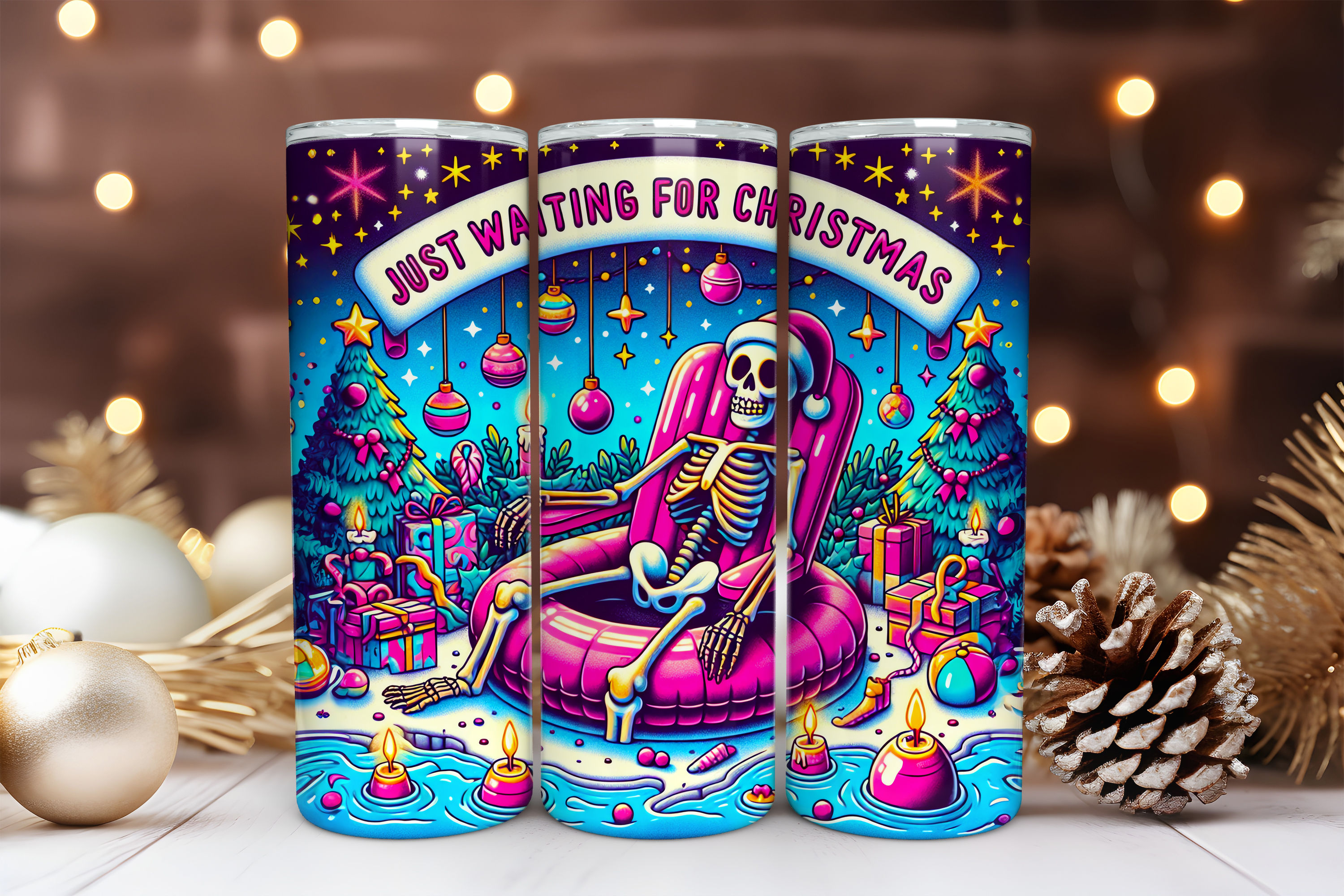 20 oz. Skeleton Wrapped Tumbler Christmas gift