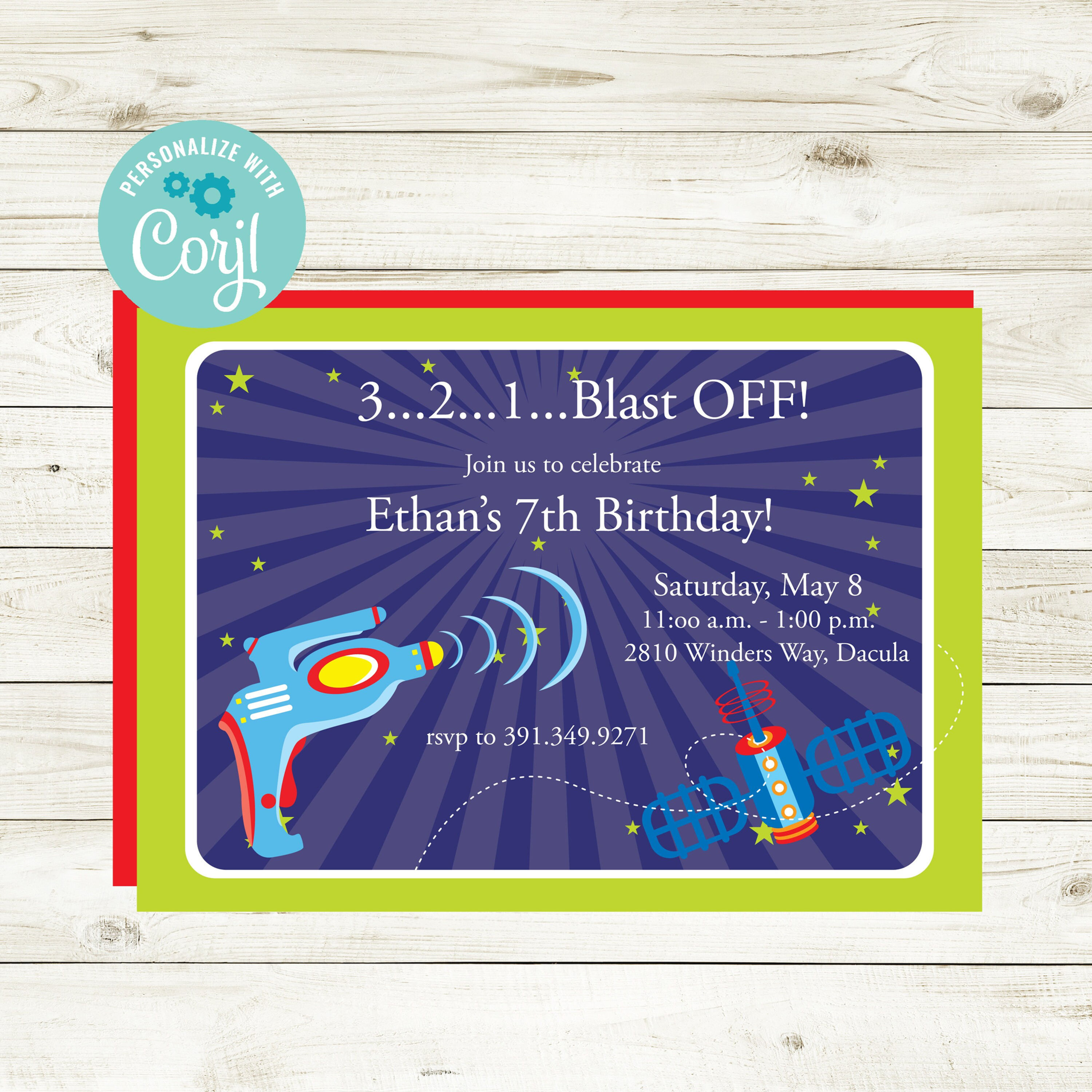 EDITABLE Aliens Outerspace Birthday Party Invitation - Outerspace Birthday, Birt