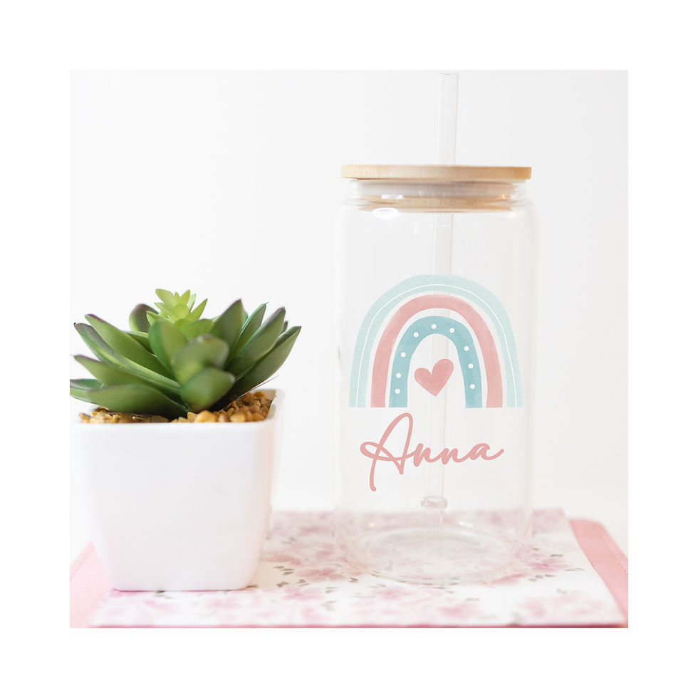 18 oz. Turquoise Rainbow Glass Tumbler- Mental Health Tumbler, Daily Affirmatio