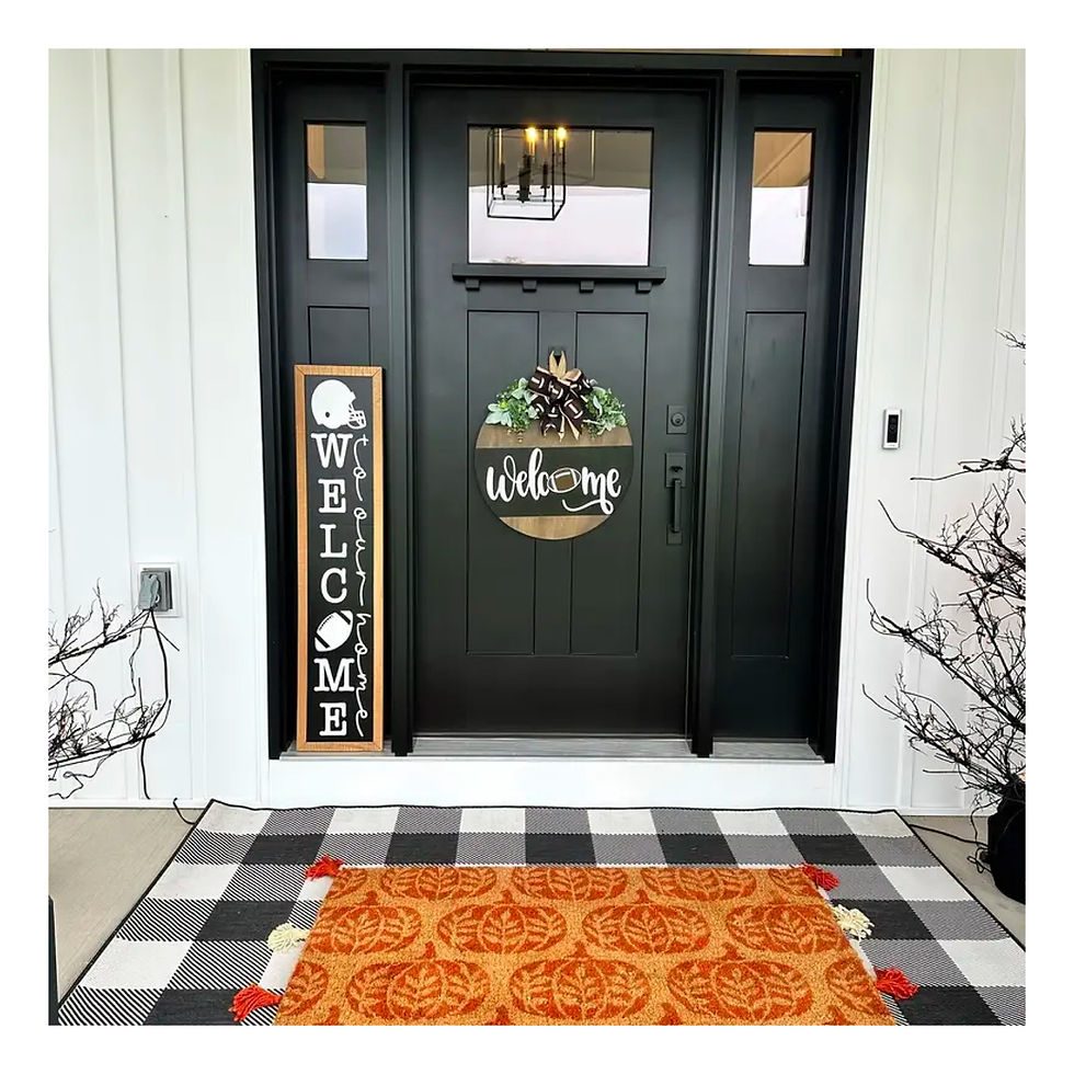 Thumbnail: Welcome Football Door Sign, Front Door Decor, Rustic Door Hanger, 11.8" Round, F