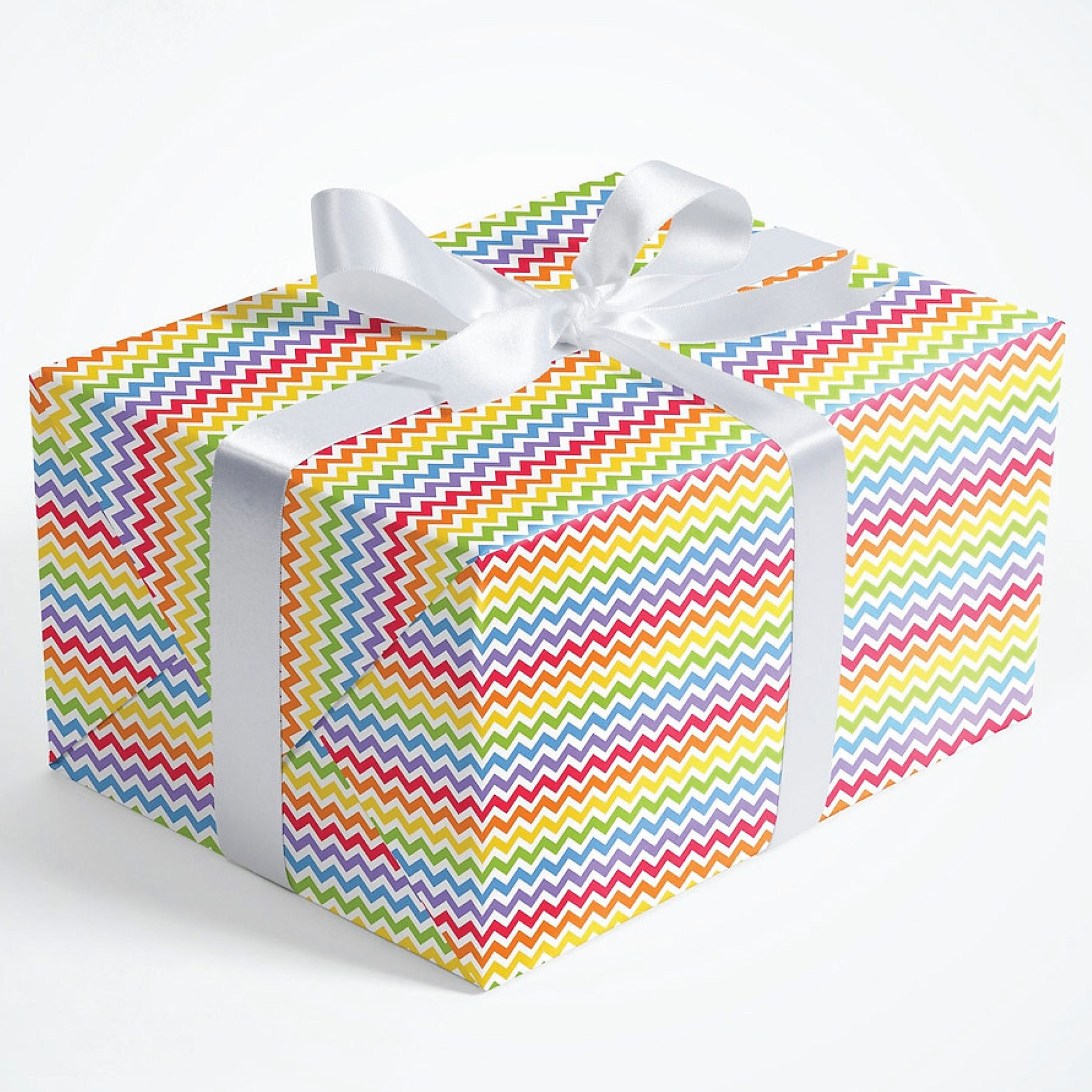 Multicolored Chevron Wrapping Paper - 5 Sheets- Custom Paper, Wrapping Paper, Cu