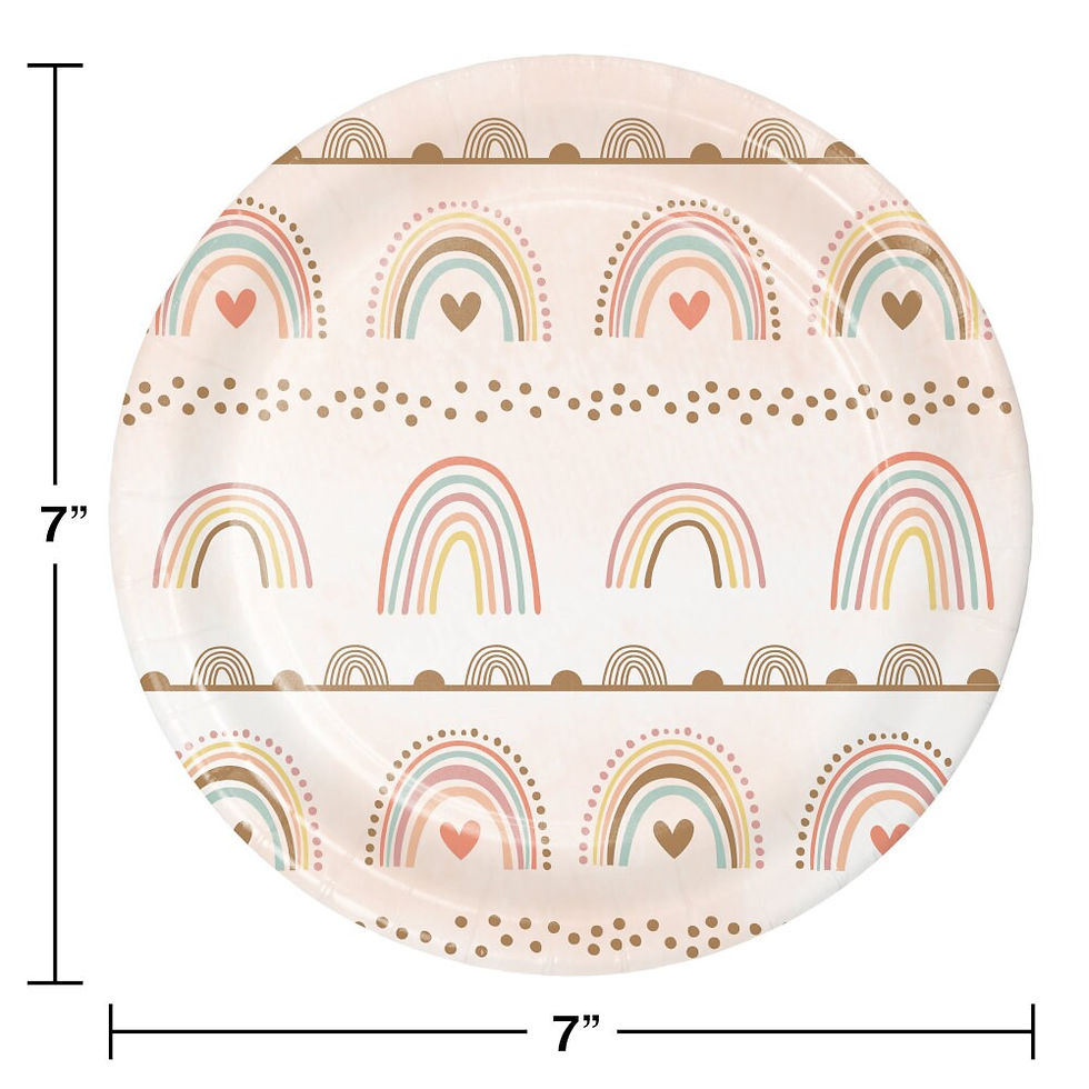 Thumbnail: Boho Rainbow Cake Plates - Boho Party Plates, Rainbow Party Decorations, Boho Bi