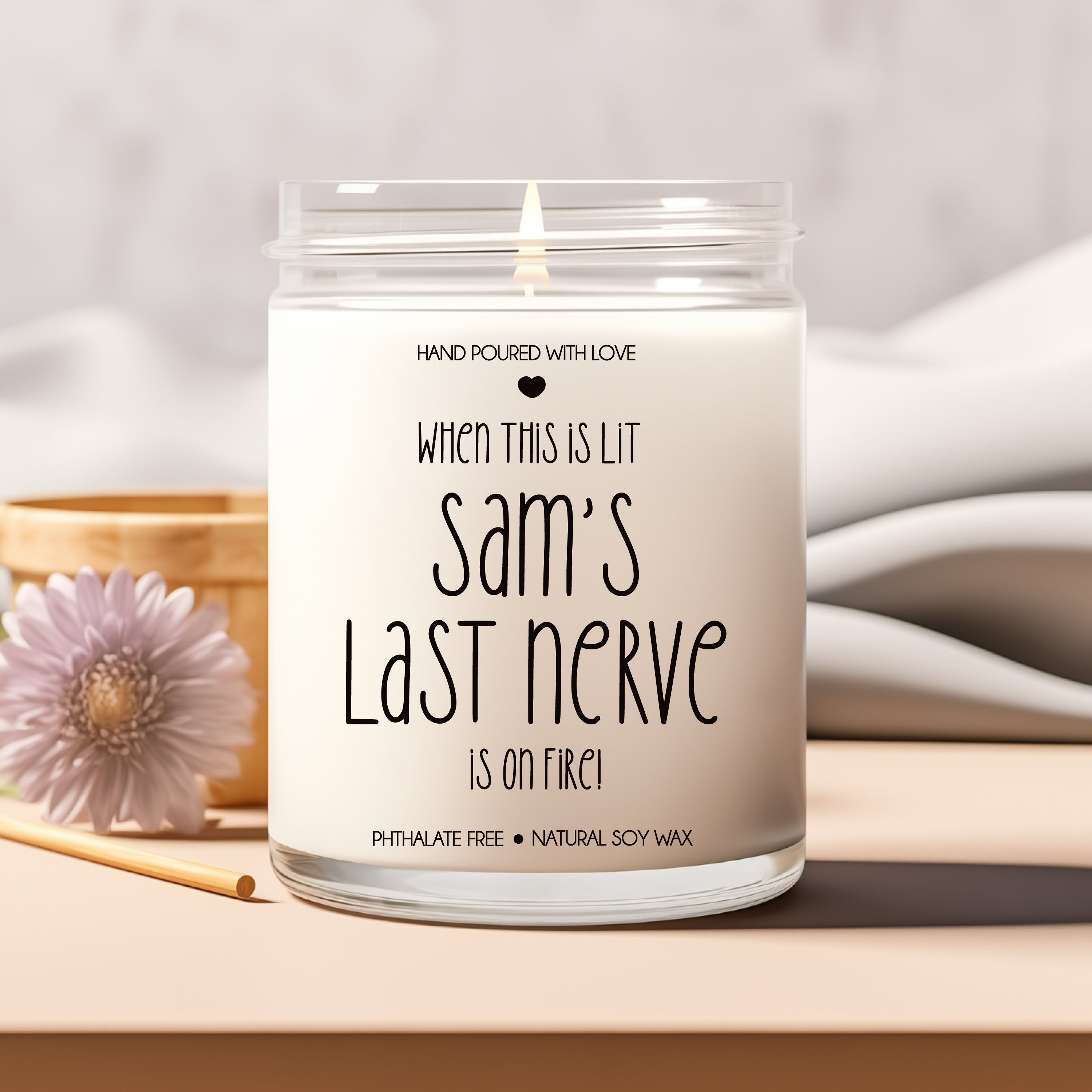 Last Nerve Candle, Funny Candle, Personalized Candle Gift, Custom Name Candle, F