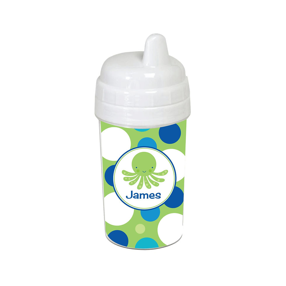 Thumbnail: Dotted Ocean Octopus Personalized 10 oz. Sippy CupPersonalized Gifts