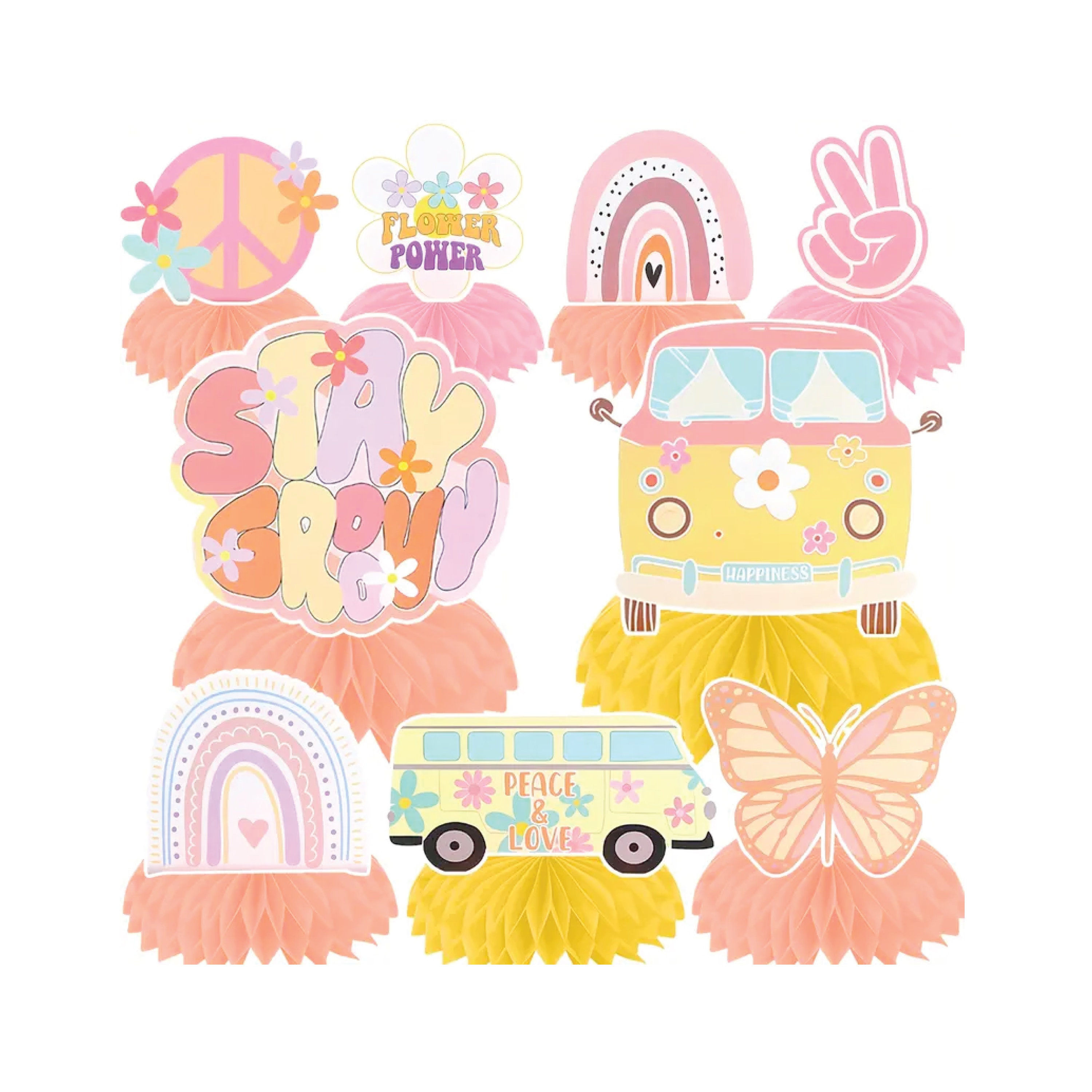 Hippie Centerpieces - Birthday Decorations, 70's Birthday, Retro Party, Party De