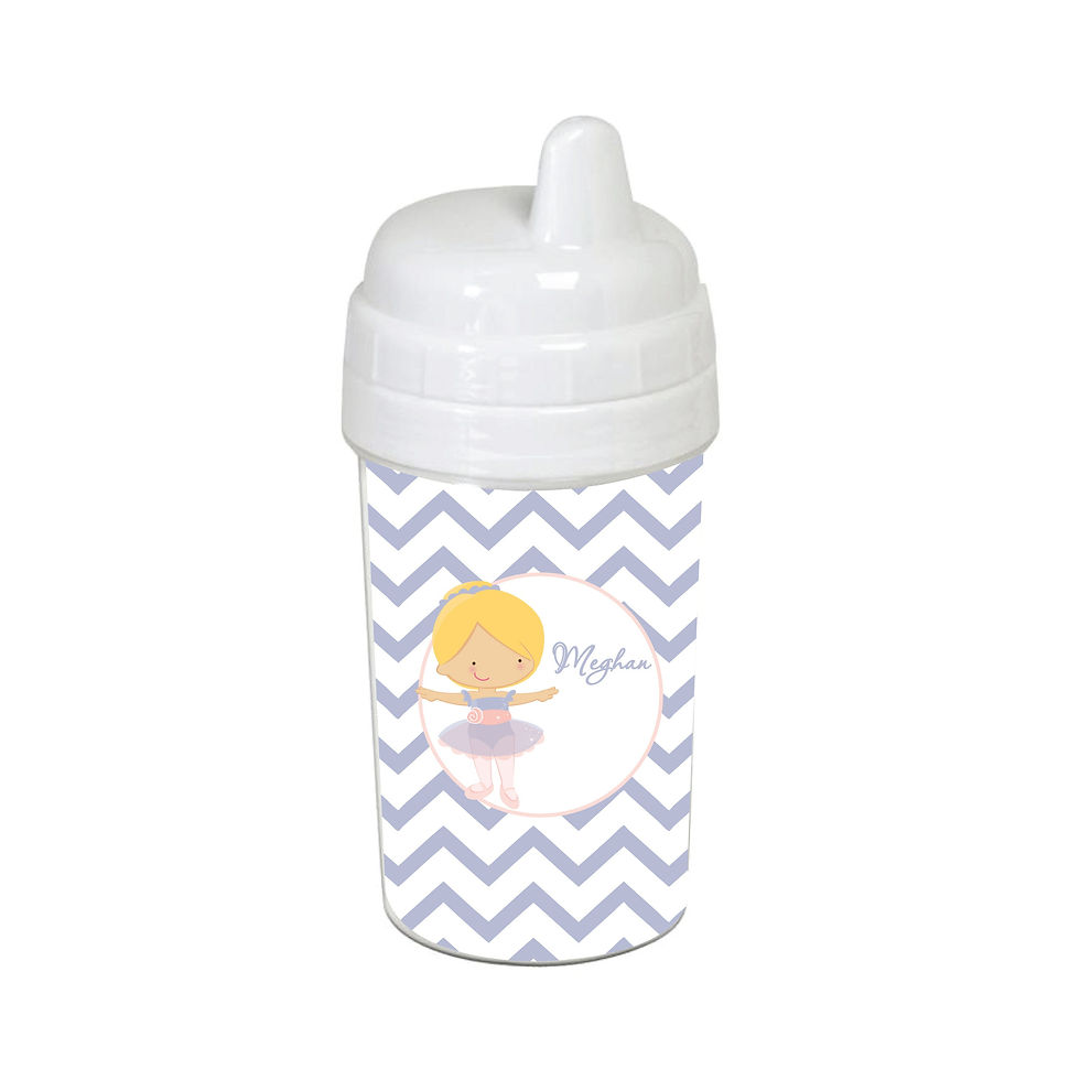 Thumbnail: Purple Chevron Blonde Ballerina Personalized 10 oz. Sippy CupPersonalized Gifts