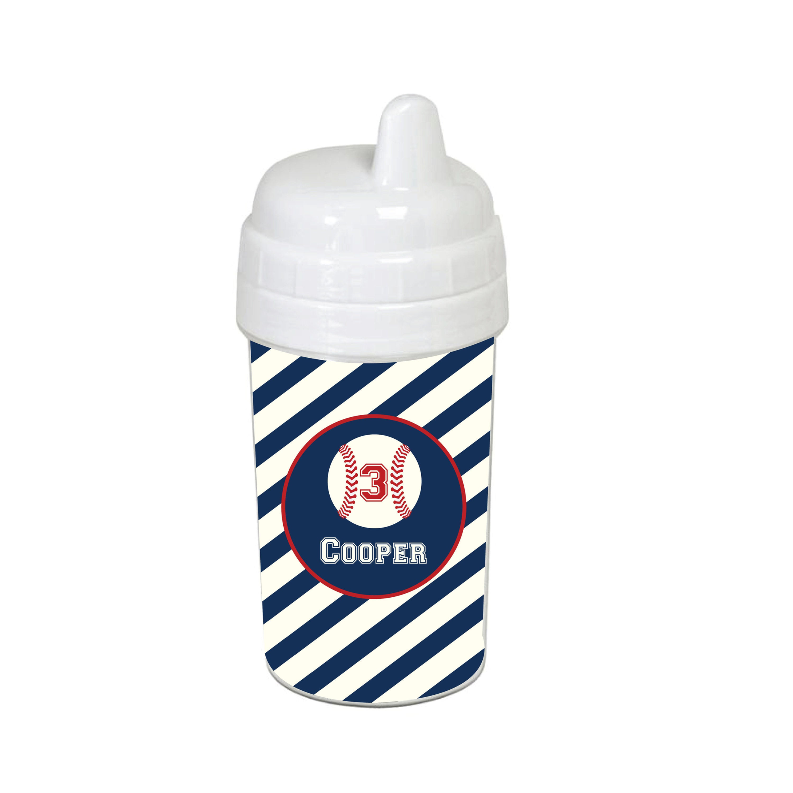 Striped Blue Baseball Personalized 10 oz. Sippy CupPersonalized Gifts
