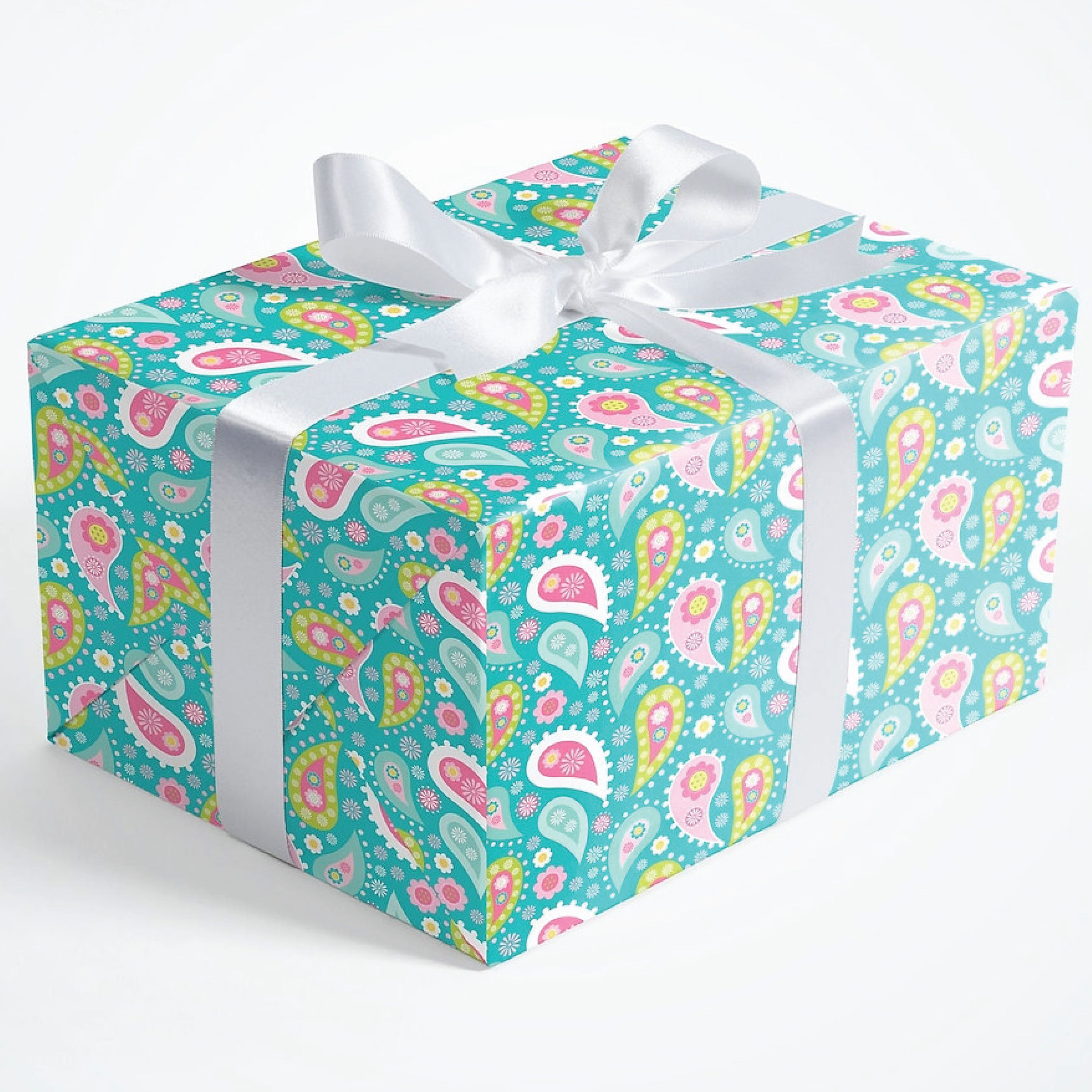 Bright Paisley Wrapping Paper - 5 Sheets- Custom Paper, Wrapping Paper, Custom G