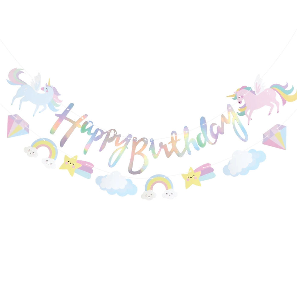 Unicorn Iridescent Garland - Iridescent Party Decorations, Iridescent Party Bann
