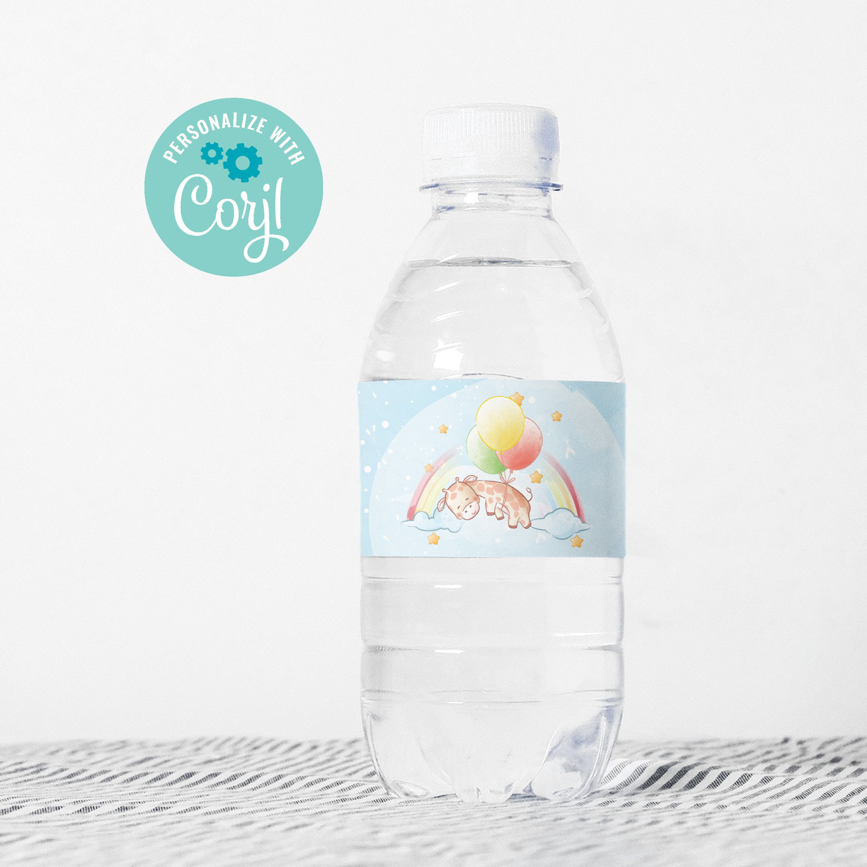EDITABLE PINK Giraffe Water Bottle Labels - Giraffe Birthday, Giraffe Bottle Lab