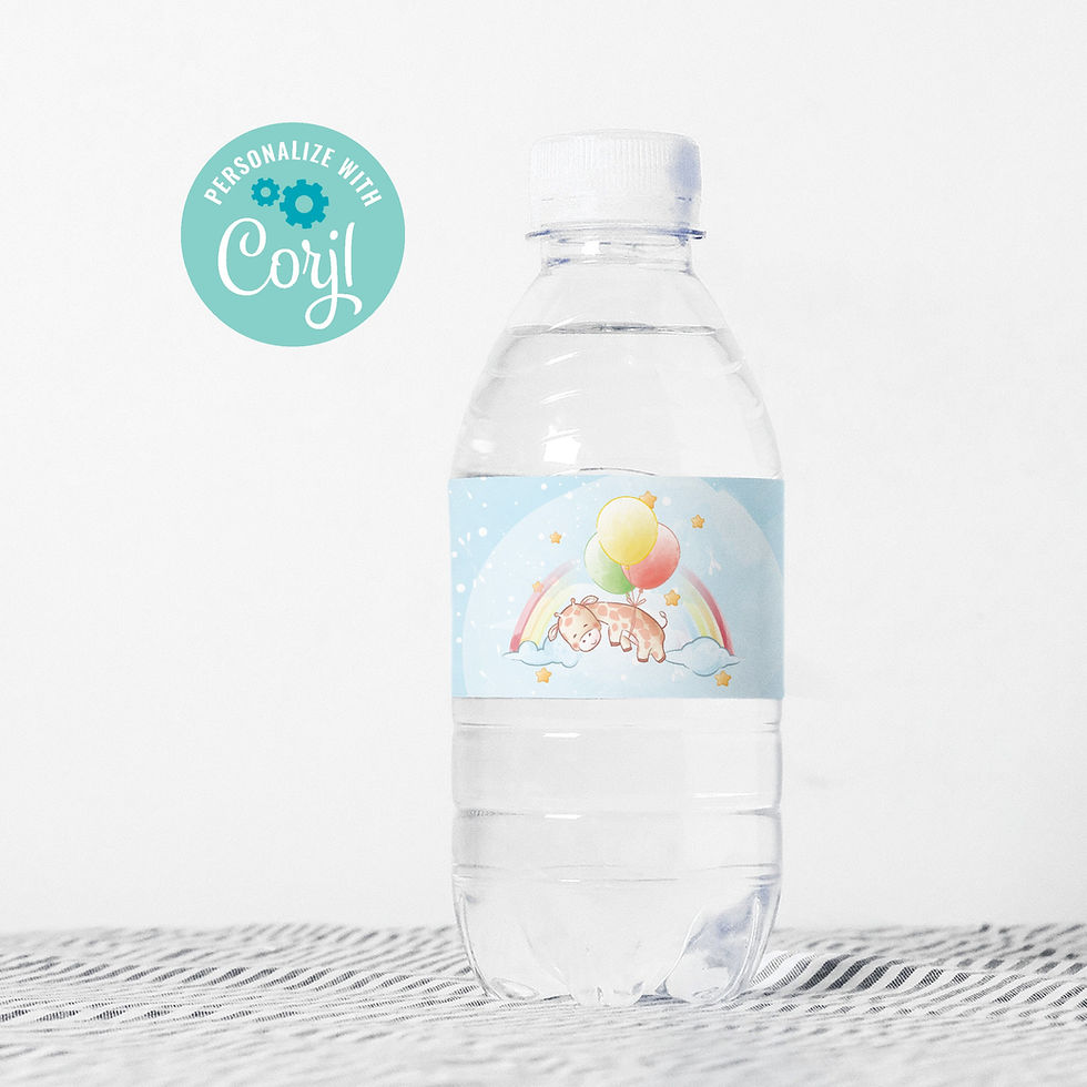 Thumbnail: EDITABLE PINK Giraffe Water Bottle Labels - Giraffe Birthday, Giraffe Bottle Lab