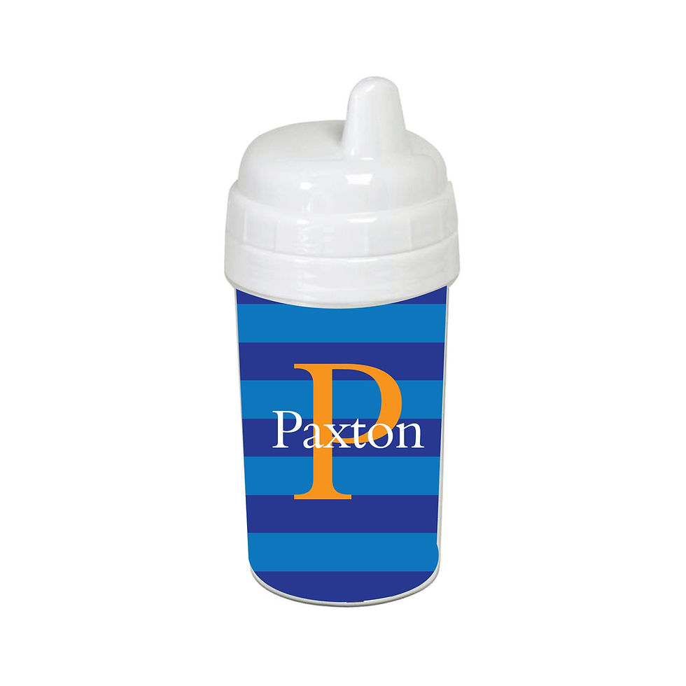 Thumbnail: Blue Striped Orange Monogram Personalized 10 oz. Sippy CupPersonalized Gifts