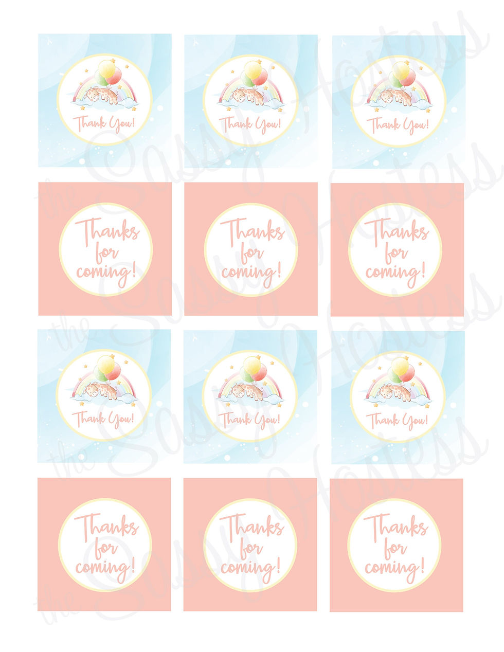 Thumbnail: EDITABLE Pink Giraffe Thank You Tag - Giraffe Favor Tags, Birthday Party Tags, G