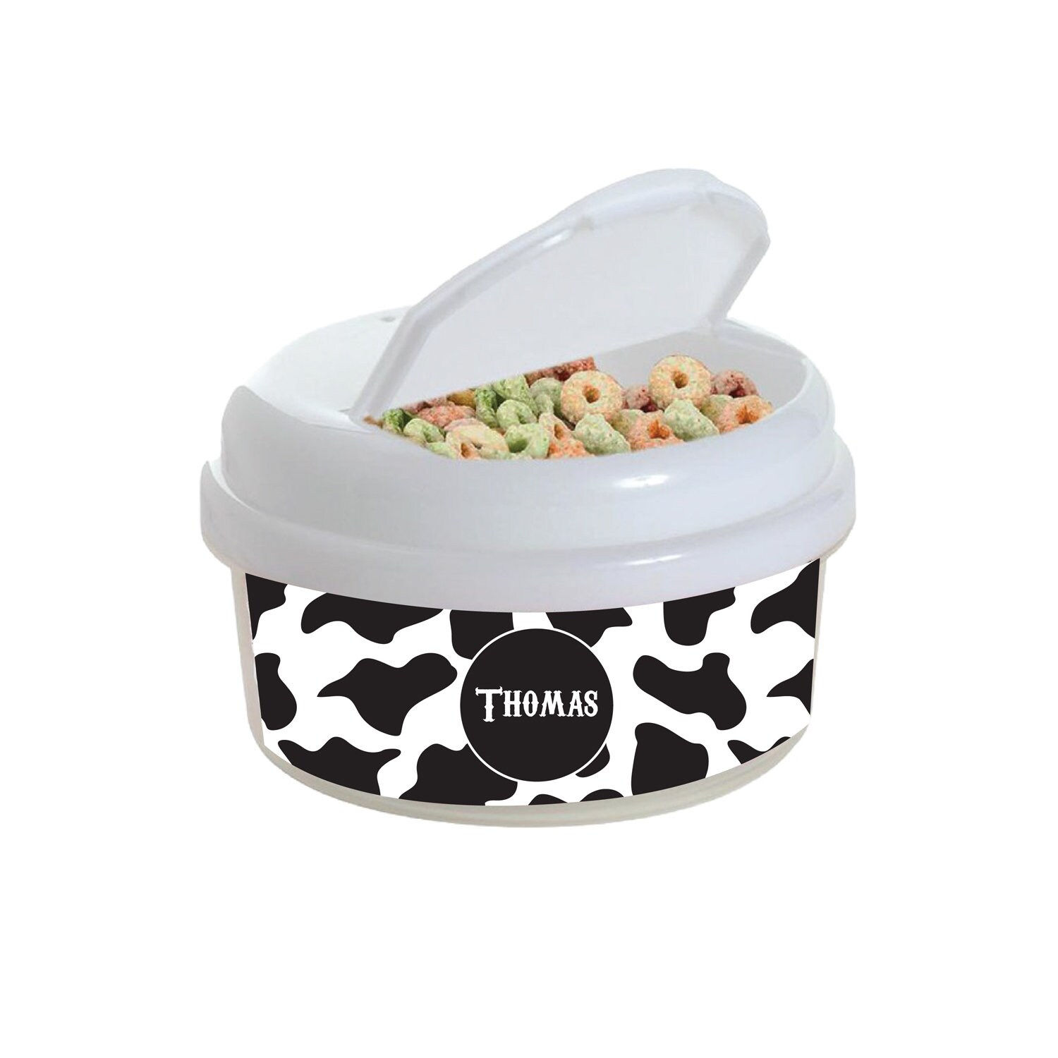 Cow Print 12 oz. Snack Container- Custom Snack Container, Kids Snack Container, 