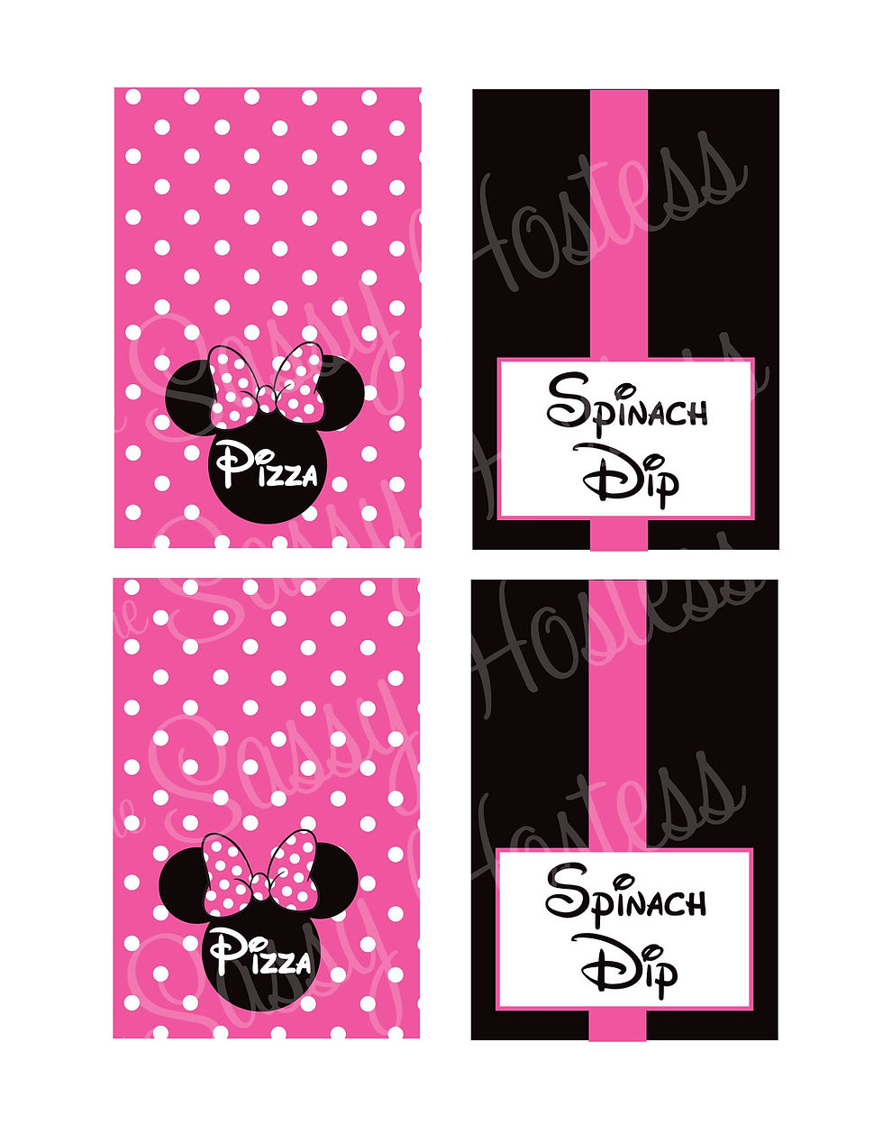 Thumbnail: EDITABLE Pink Minnie Food Tents - Minnie Food Labels, Minnie Place Cards, Minnie