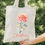 Thumbnail: Personalized November birth flower canvas tote with chrysanthemum design on cream bag