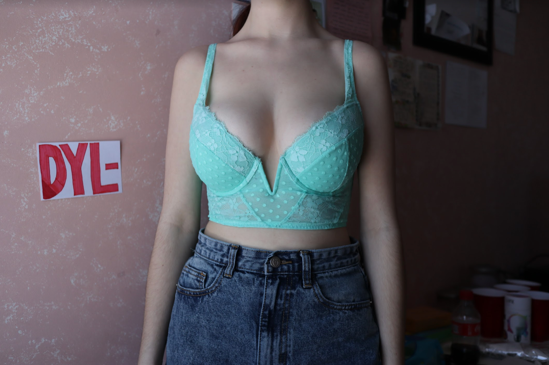 Dylan's Bras: Teal Polka V-Cut