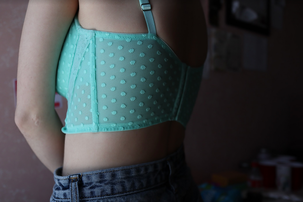 Thumbnail: Dylan's Bras: Teal Polka V-Cut